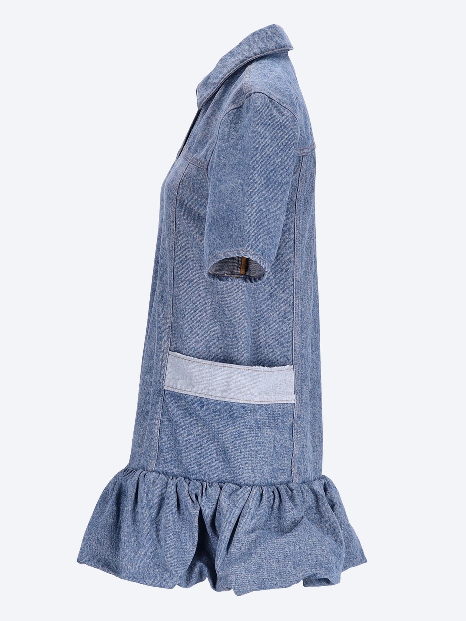 GANNI Patchwork denim peplum mini dress