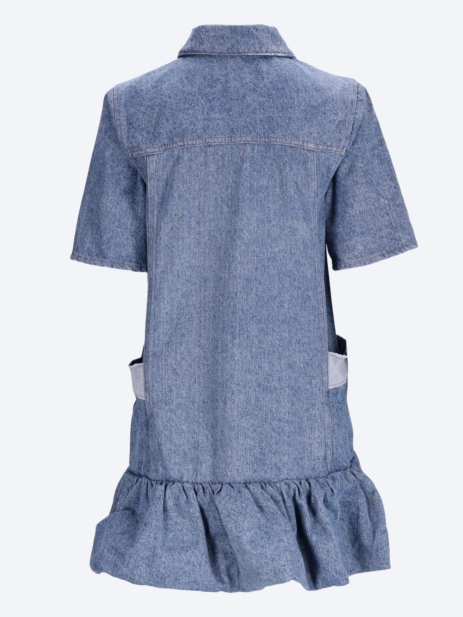GANNI Patchwork denim peplum mini dress