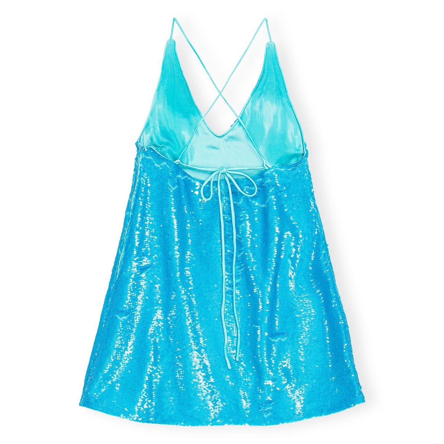 Ganni Sequins Strap Mini Dress Blue