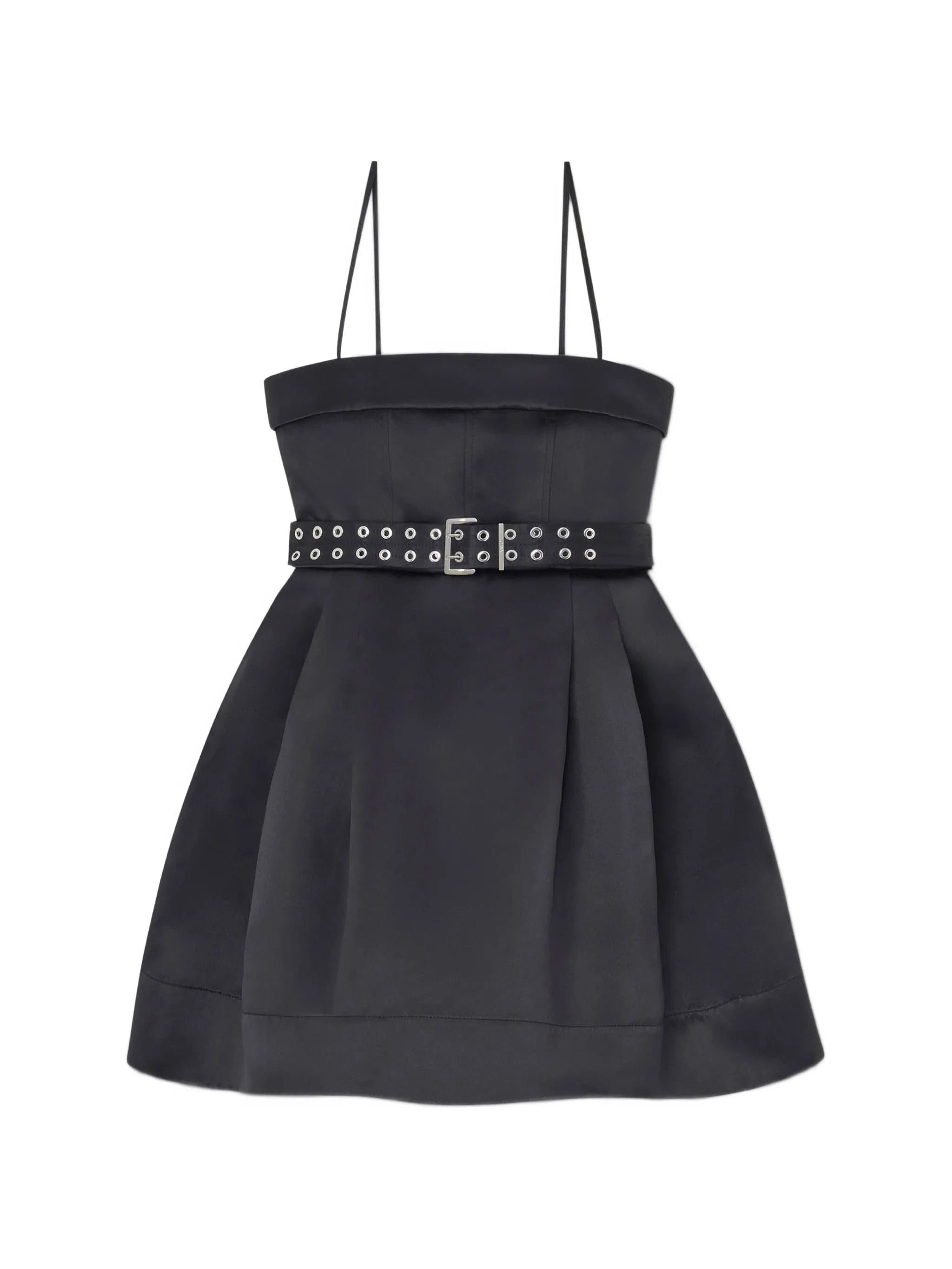 GANNI mini belted spaghetti - strap dress