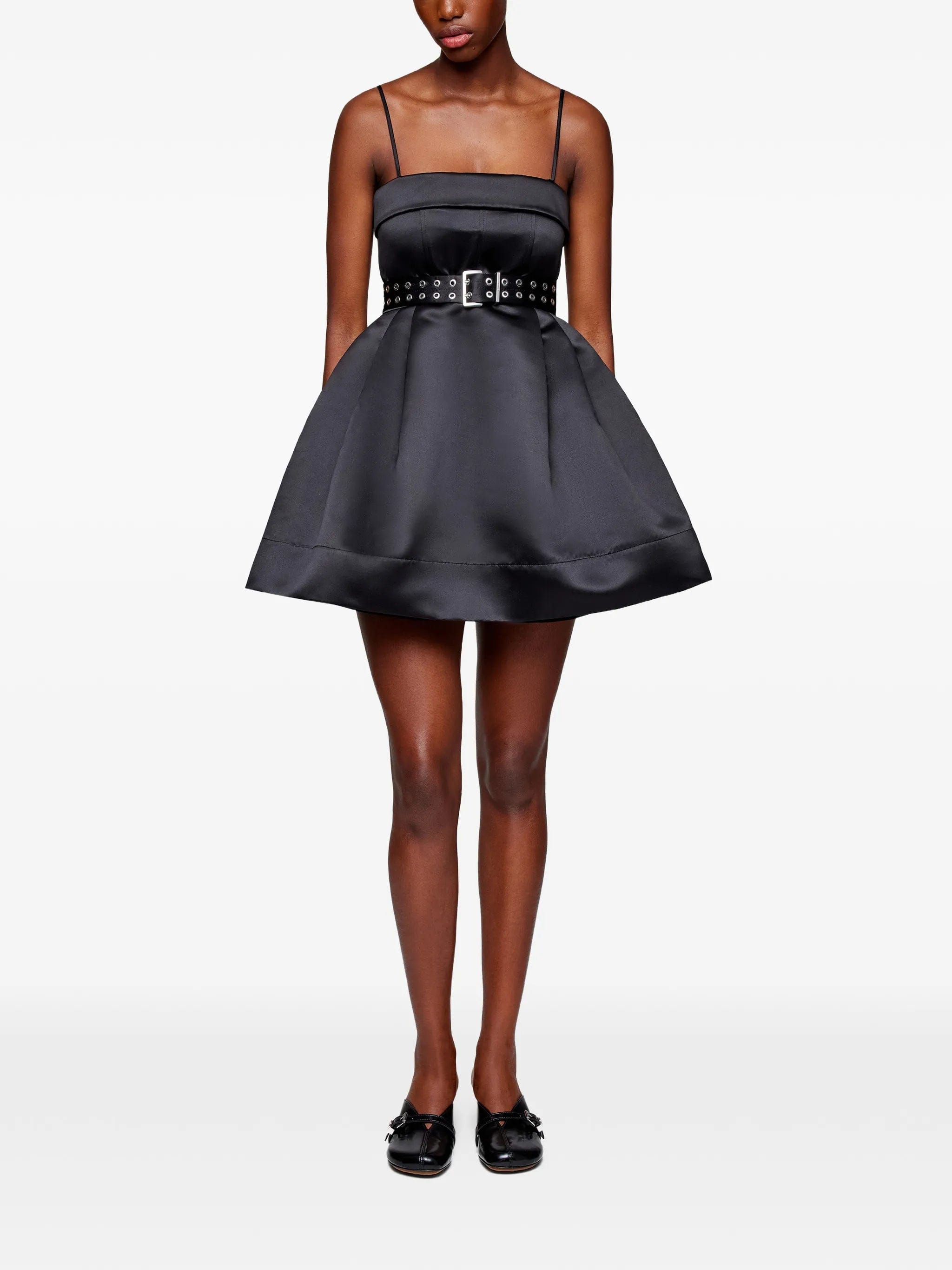 GANNI mini belted spaghetti - strap dress