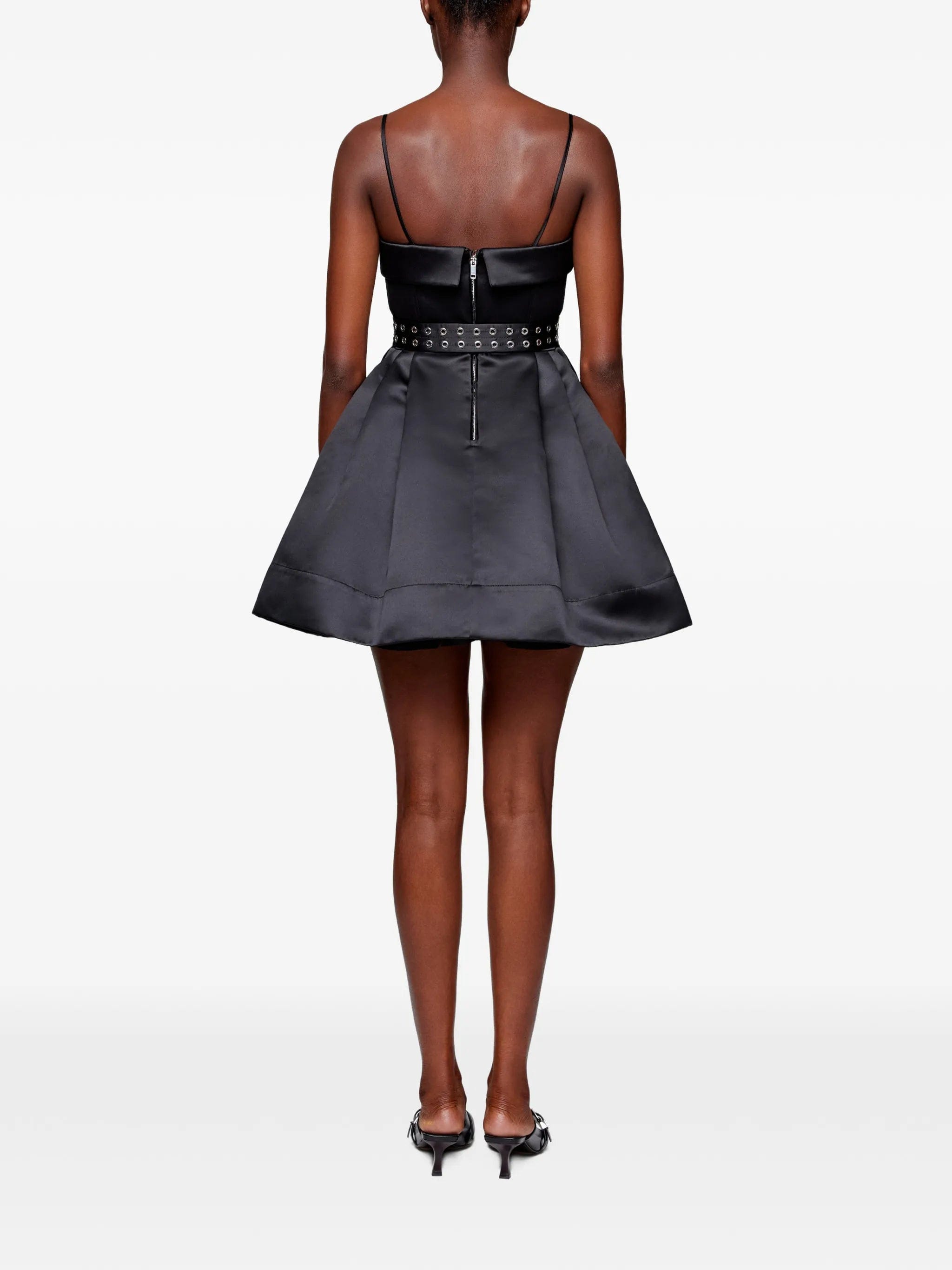 GANNI mini belted spaghetti - strap dress