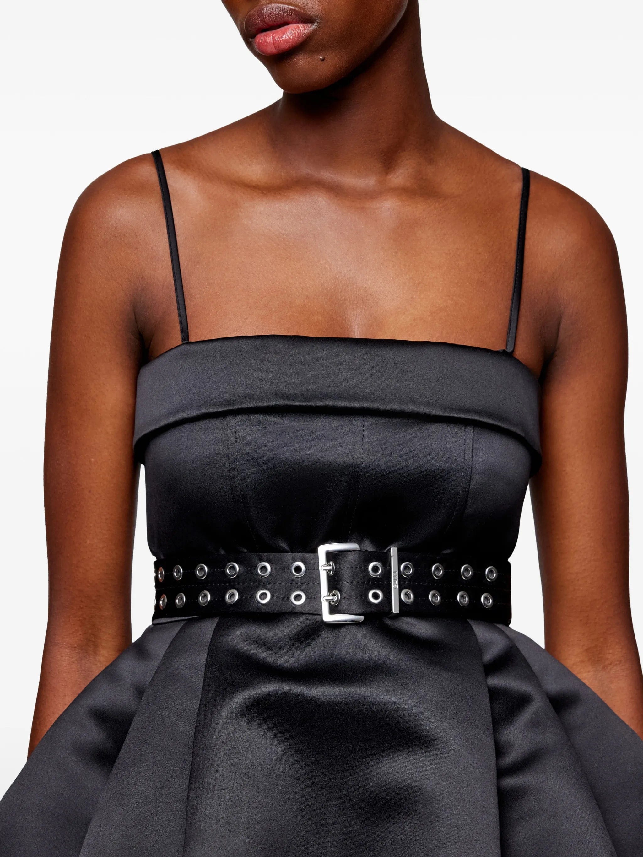 GANNI mini belted spaghetti - strap dress