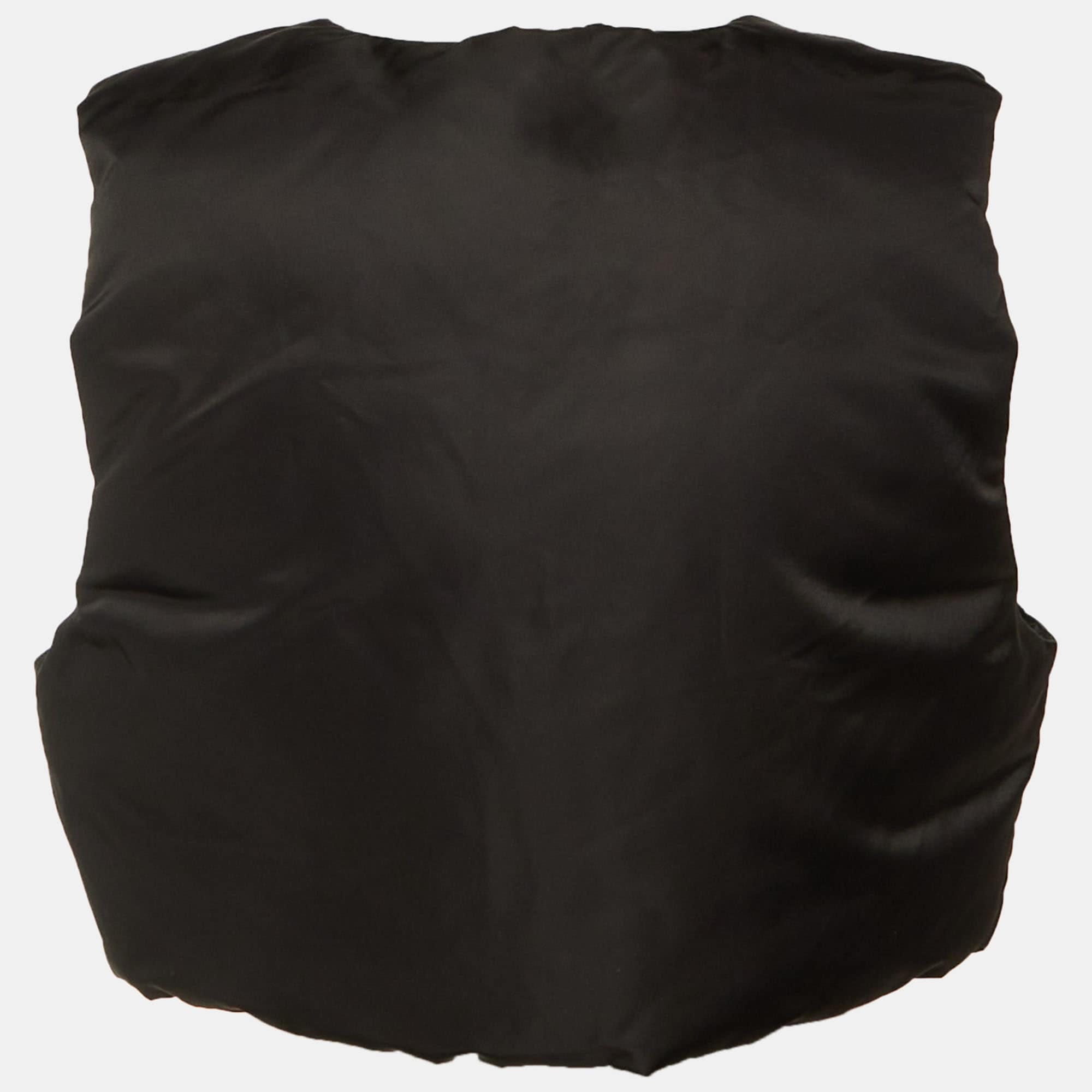 Ganni Black Padded Asymmetric Cropped Vest