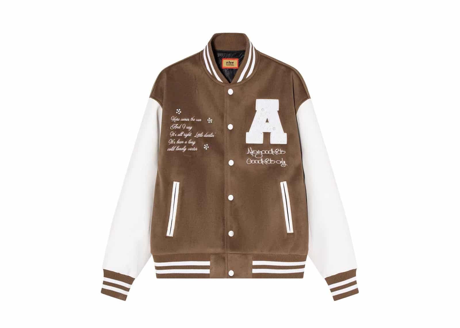A Few Good Kids Pearls Varsity Jacket Brown