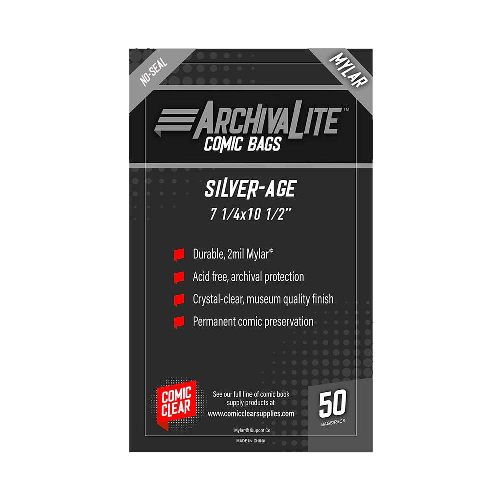 Comic Clear ArchivaLite Mylar Silver Age Comic Bags 50 Pack