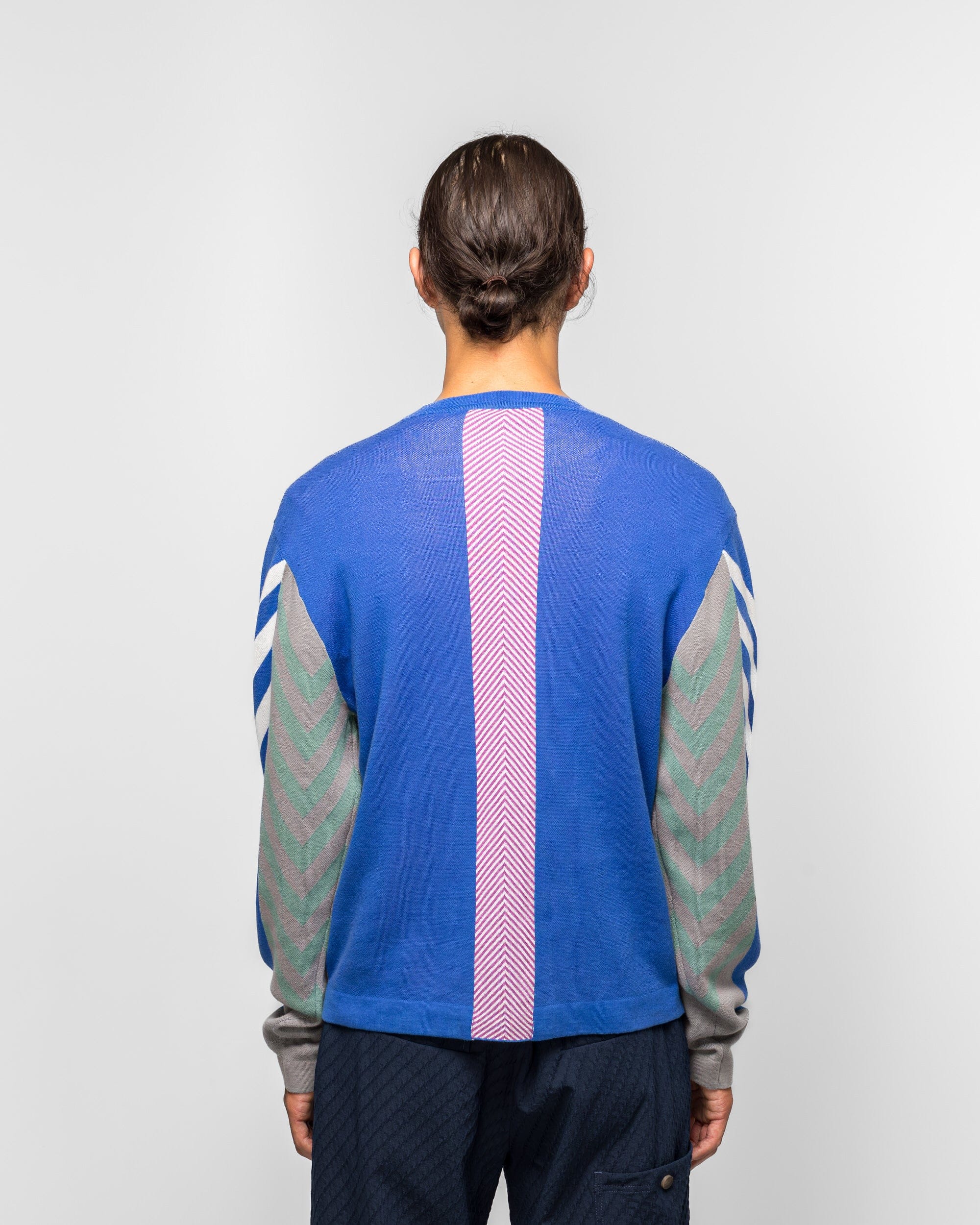 Kiko Kostadinov Gizi Panelled Jumper - Blue/Grey Combed Cotton