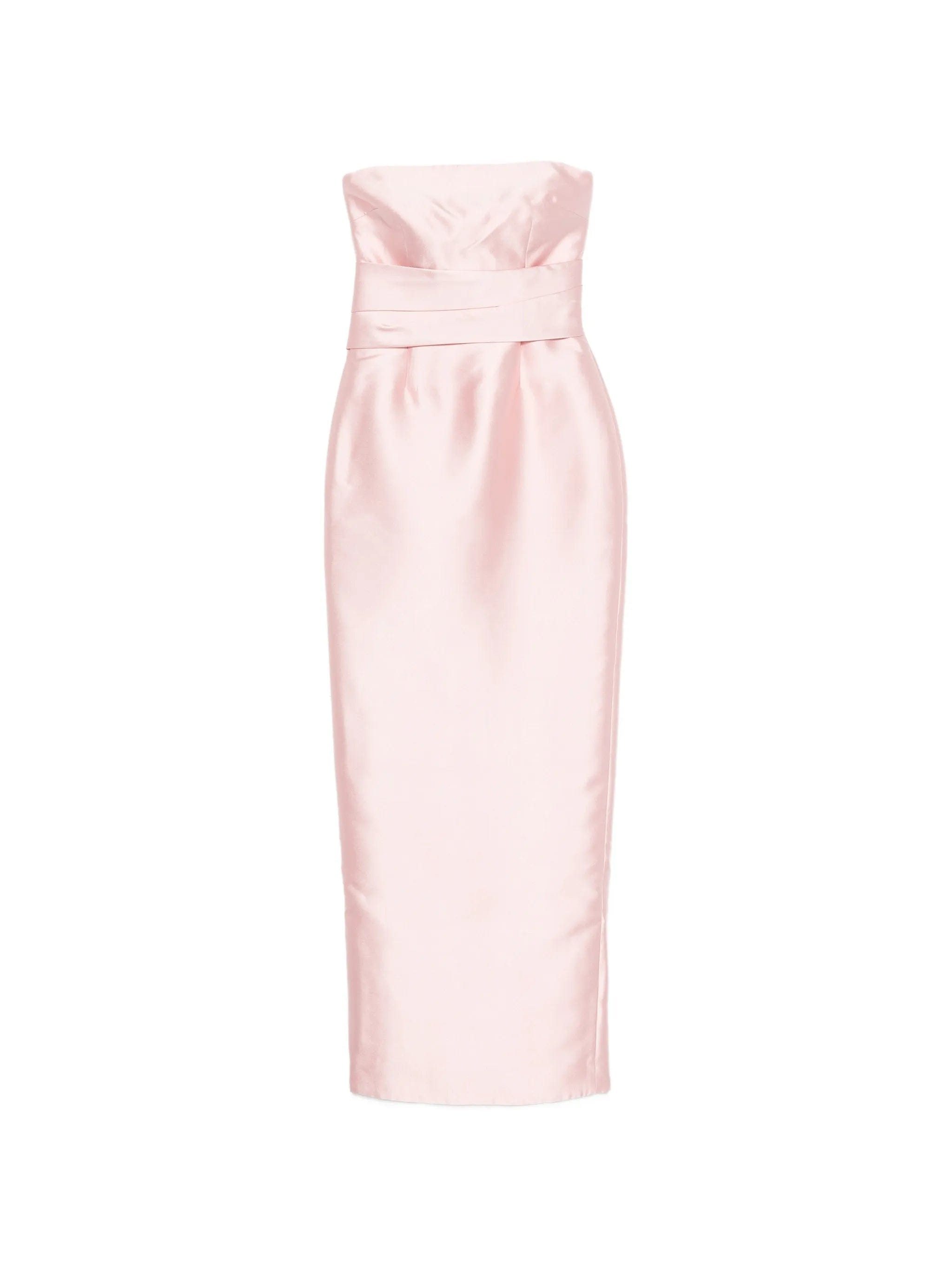 Solace London strapless pleated - waist maxi dress