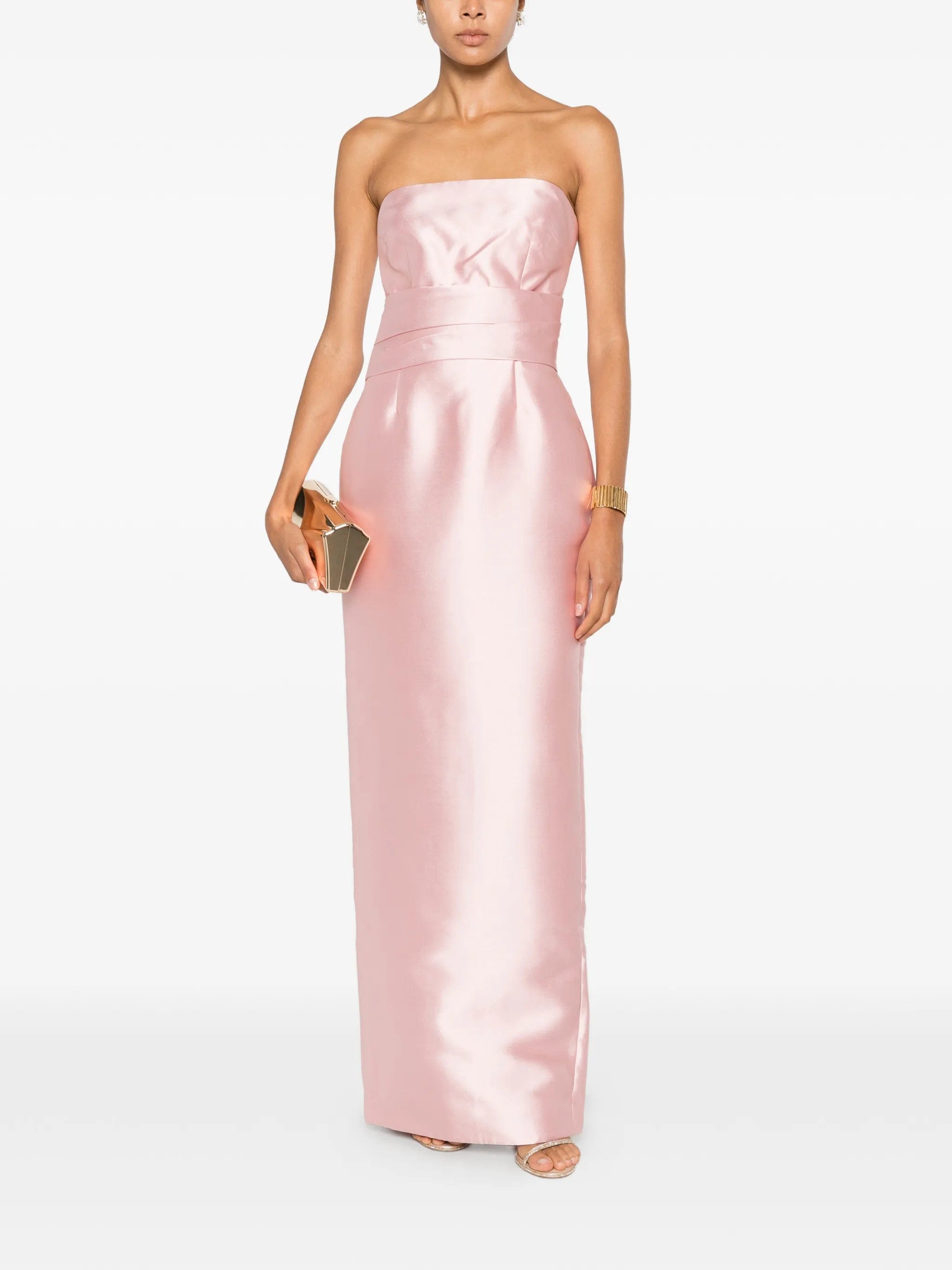 Solace London strapless pleated - waist maxi dress
