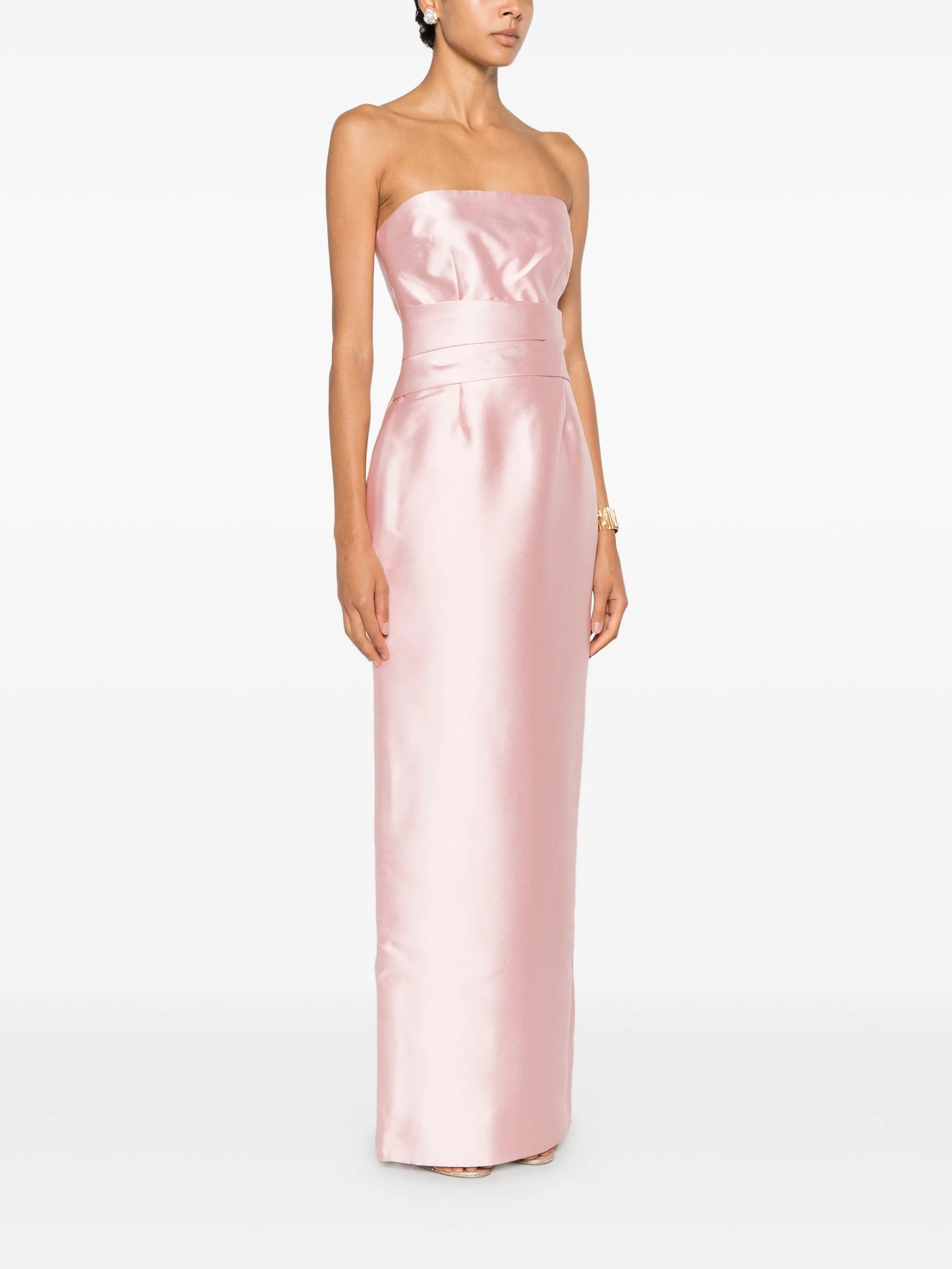 Solace London strapless pleated - waist maxi dress