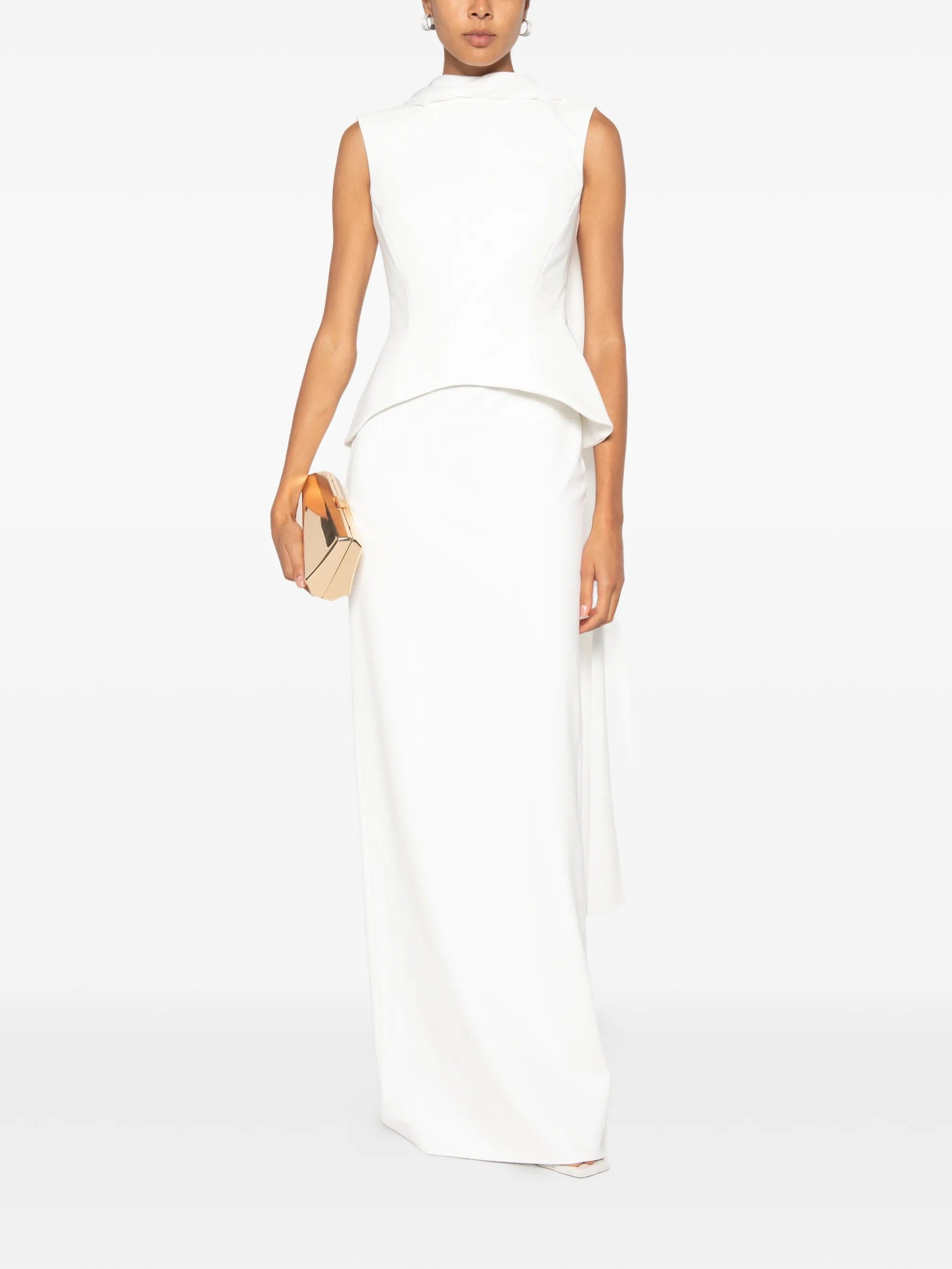 Solace London Annie peplum - waist draped - panel maxi dress