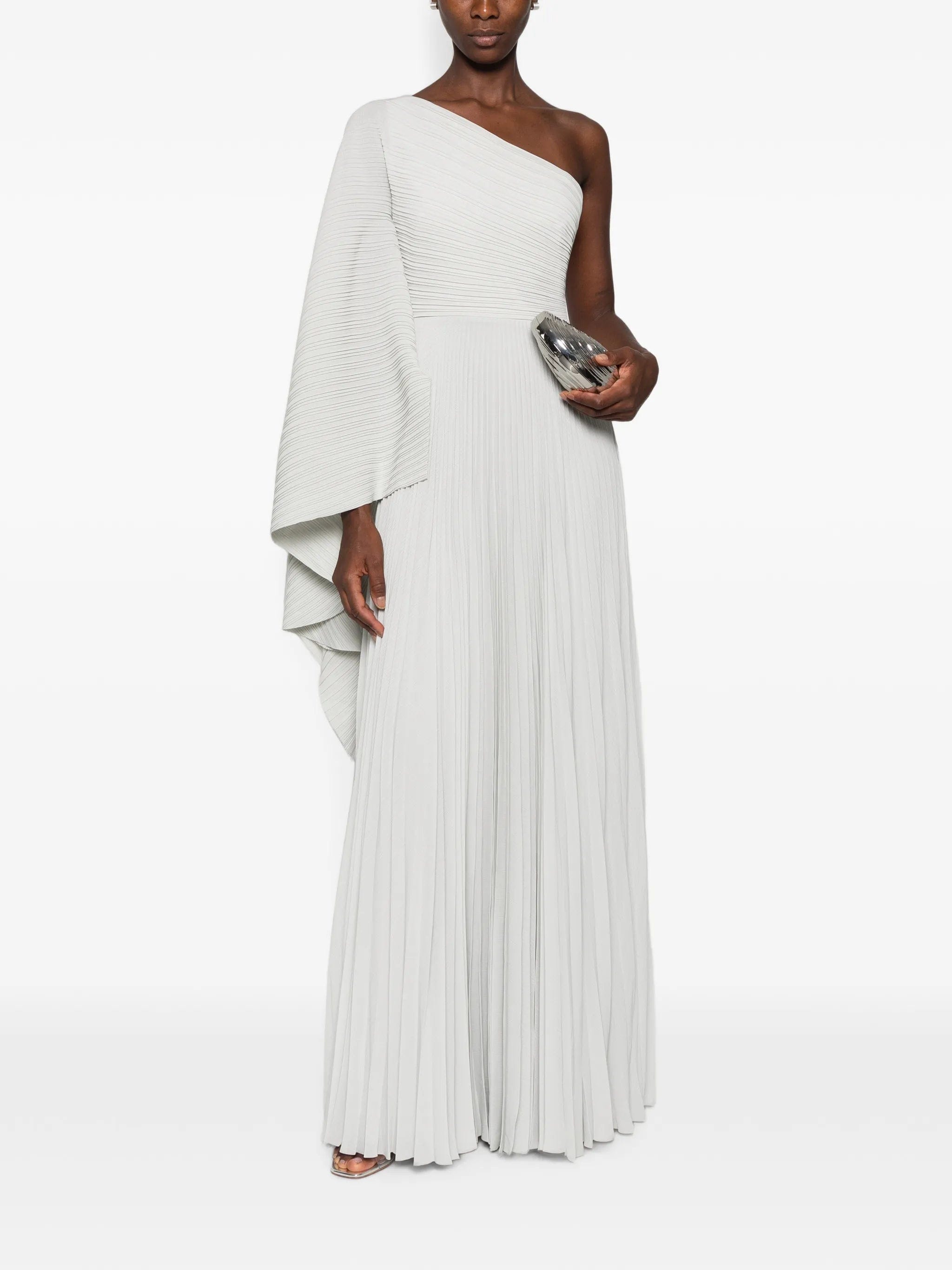 Solace London Maci pleated one - shoulder maxi dress