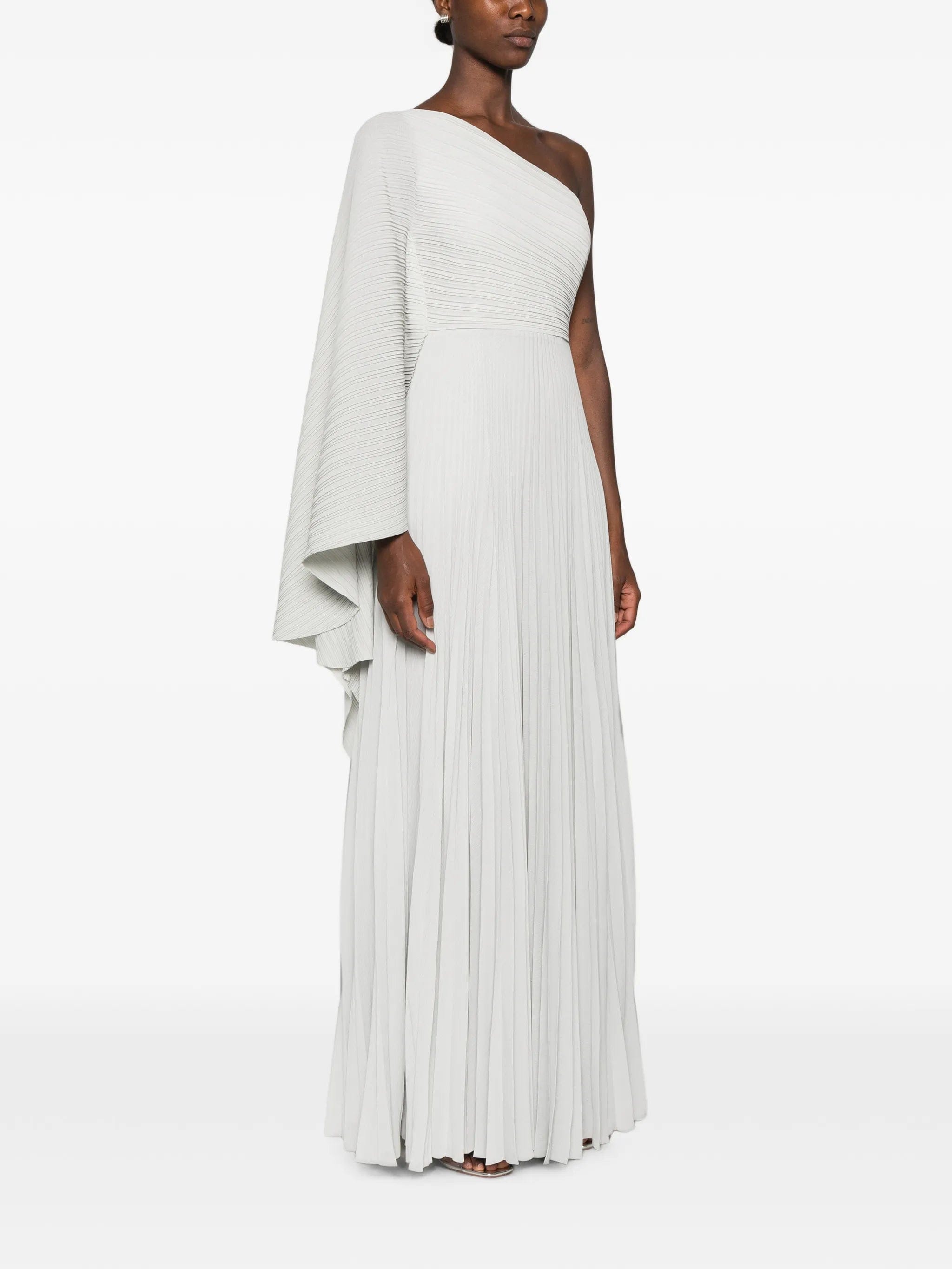 Solace London Maci pleated one - shoulder maxi dress