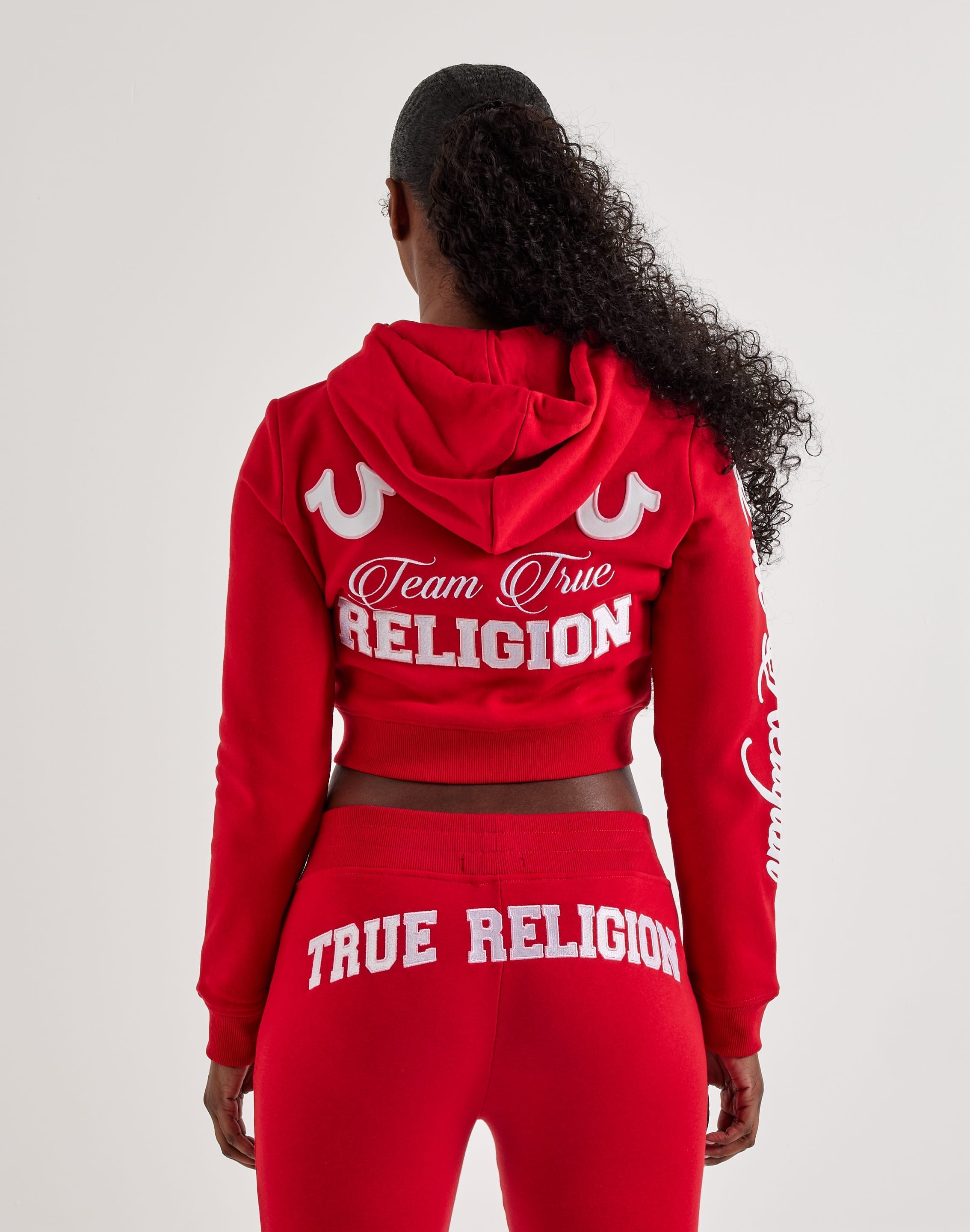 True Religion Embroidered Shrunken Full - Zip Fleece Hoodie