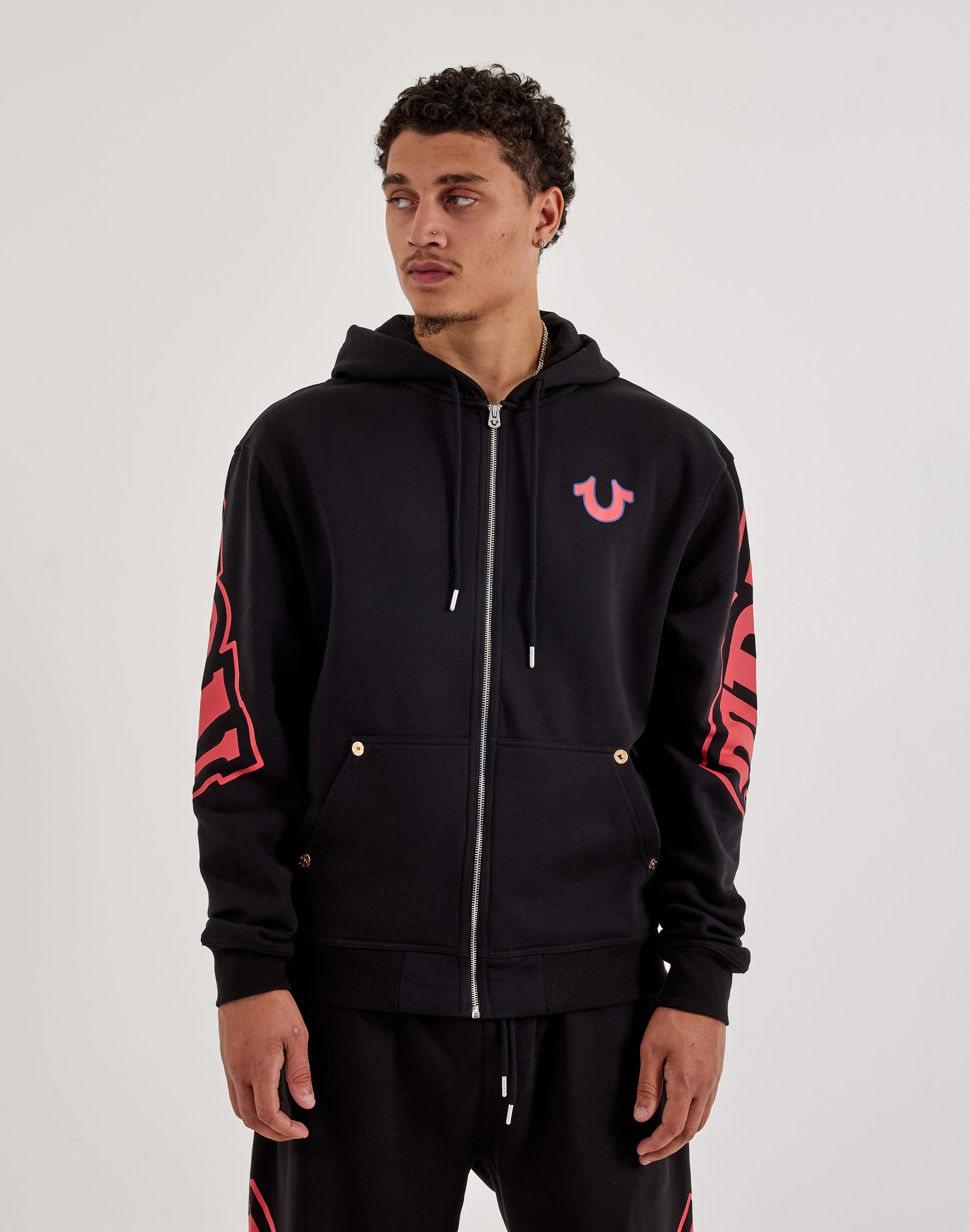 True Religion Arch Logo Full - Zip Fleece Hoodie