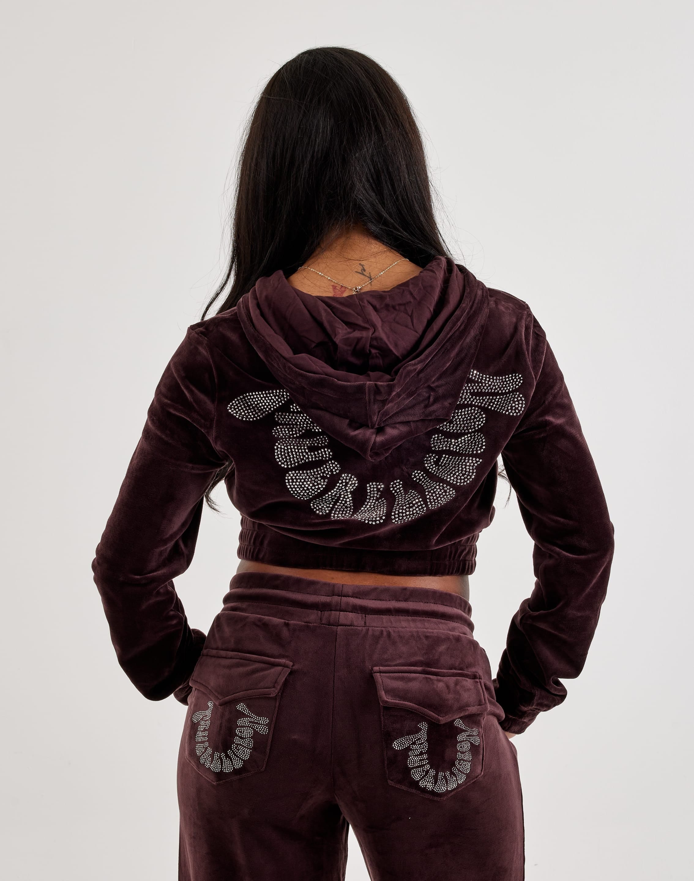 True Religion Crystal Velour Full - Zip Hoodie