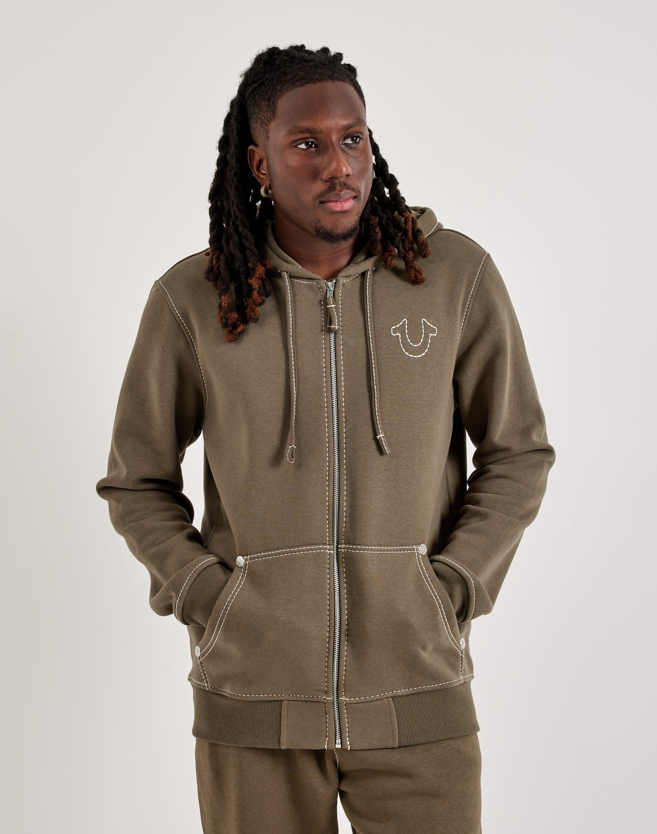 True Religion Big - T Full - Zip Fleece Hoodie