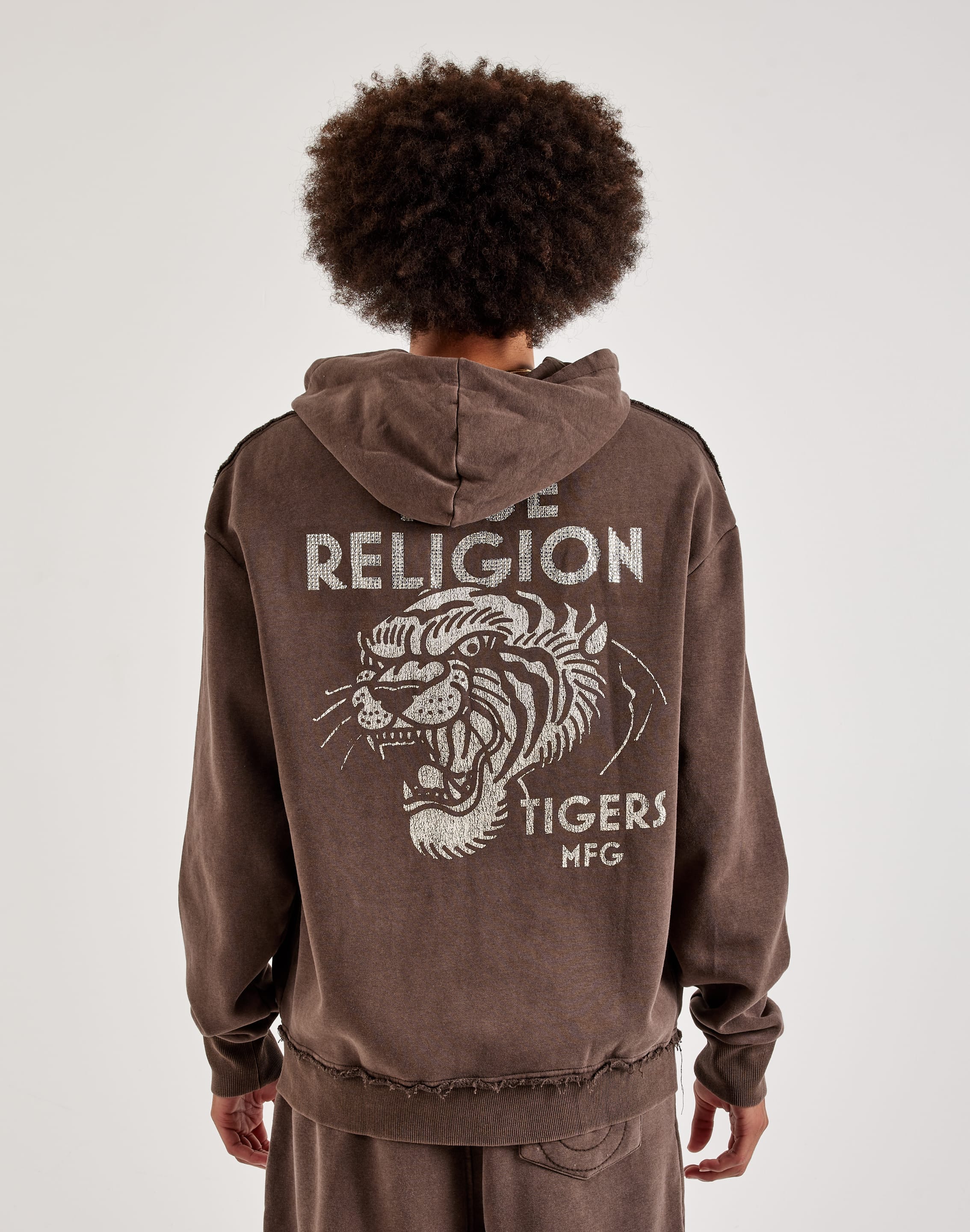 True Religion Crystal Tiger Vintage Zip Fleece Hoodie