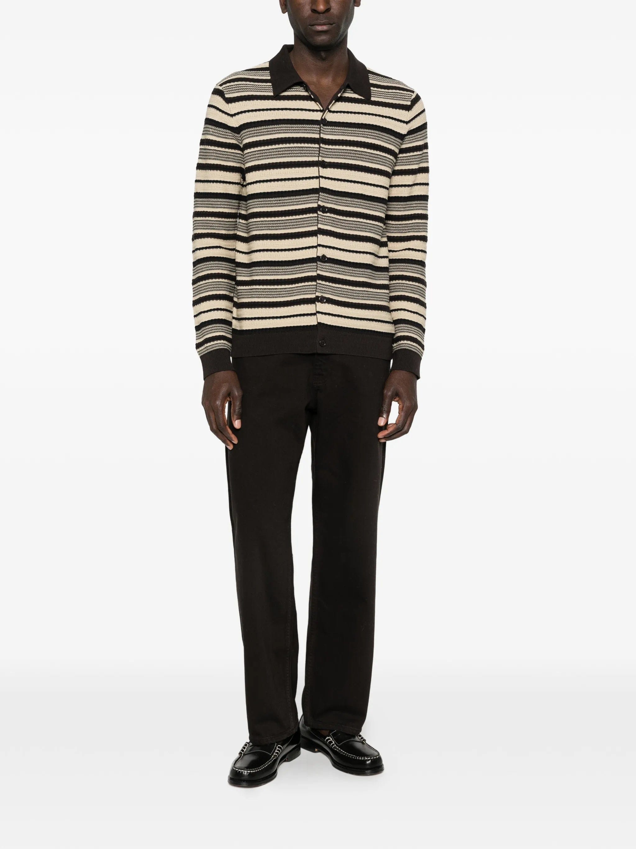 NN07 Nolan LS Polo 60016 striped - detail cardigan