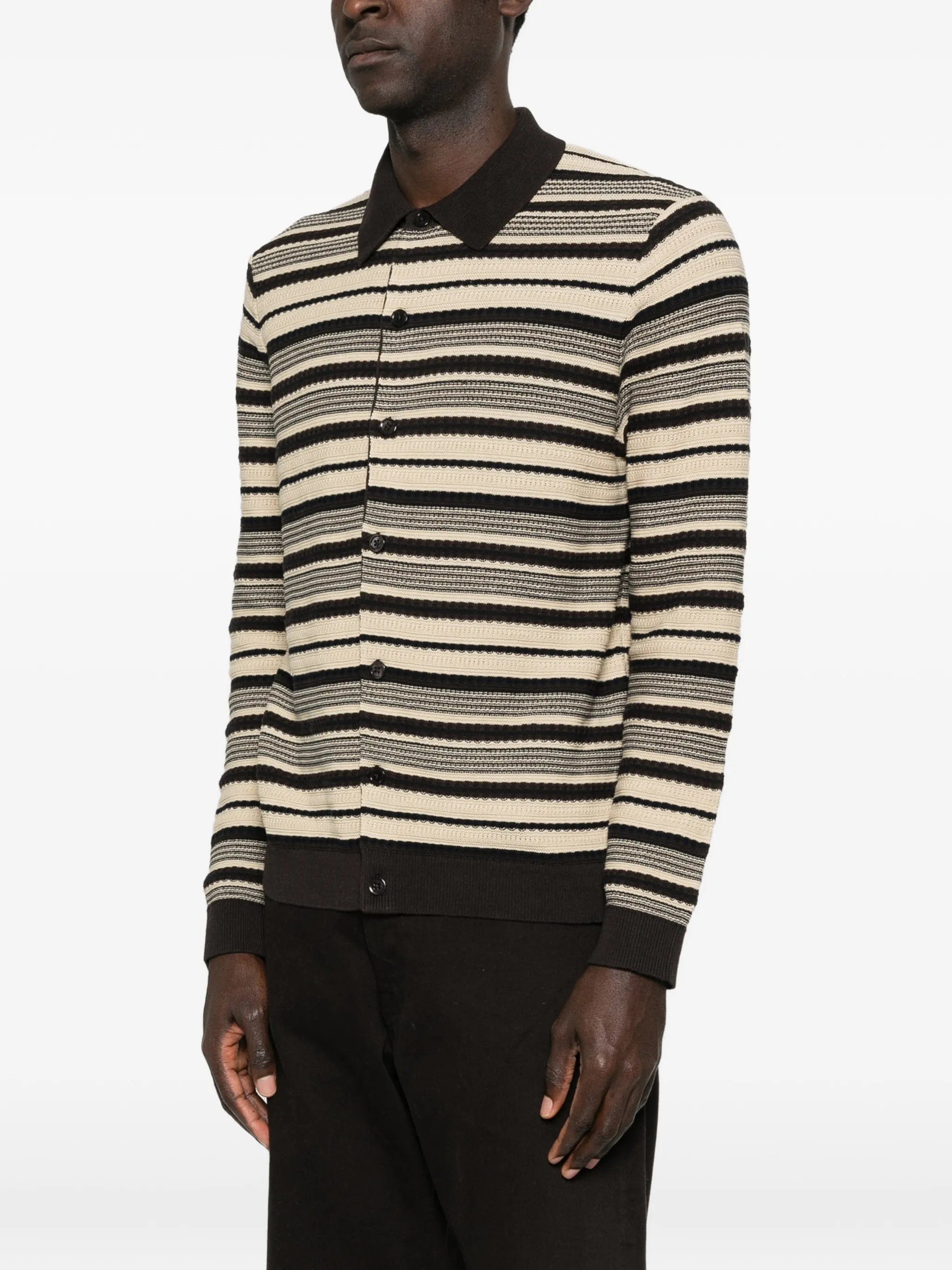 NN07 Nolan LS Polo 60016 striped - detail cardigan