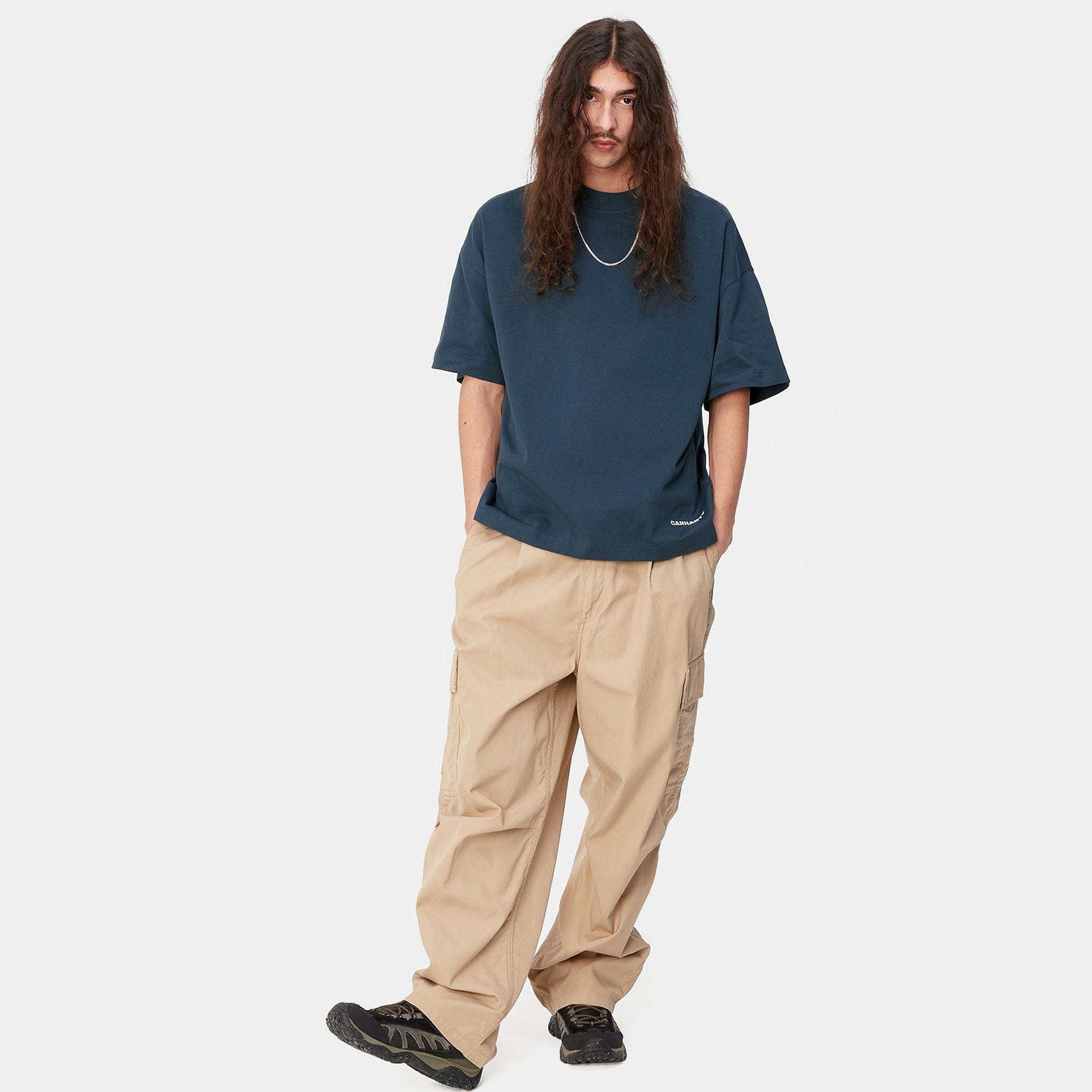 Carhartt WIP S/S Link Script T-Shirt (BLUE/WHITE)