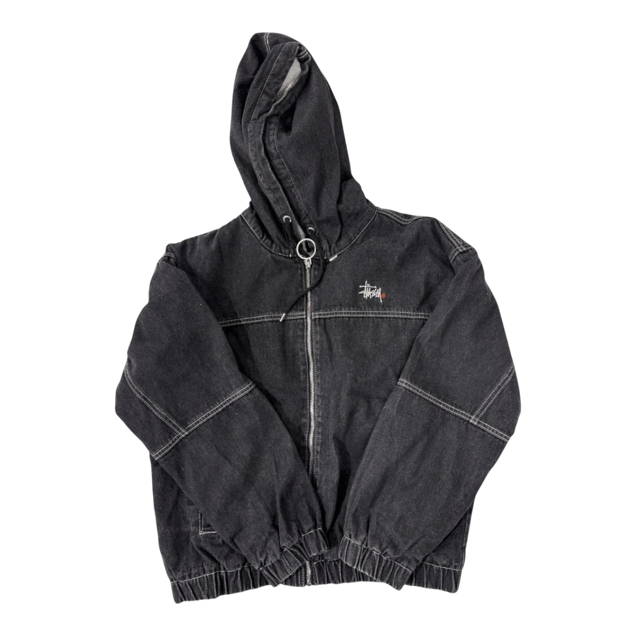 Vintage Stussy Zip Winter Jacket Black