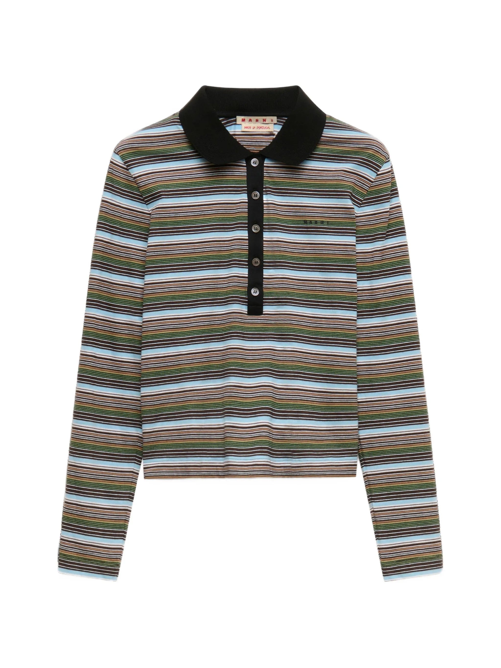 Marni multicolour striped jersey polo shirt