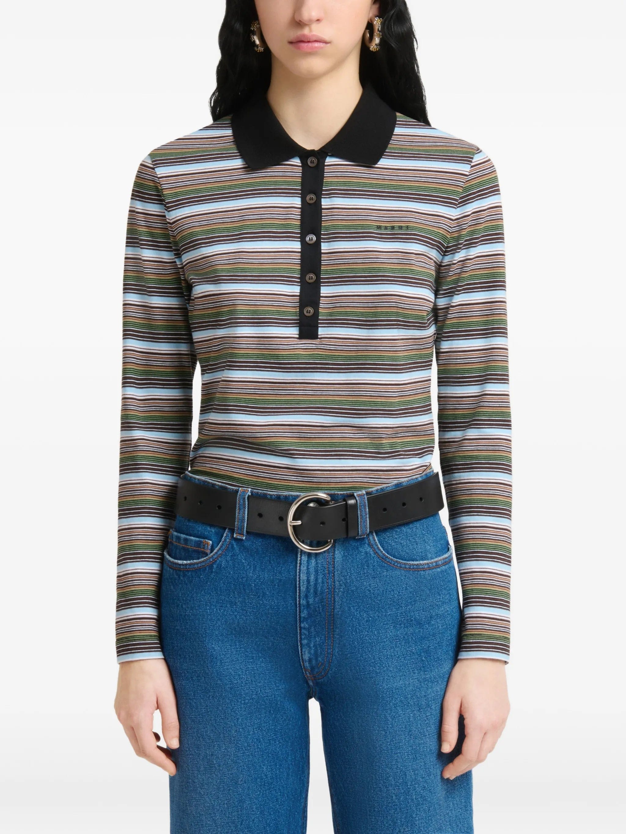Marni multicolour striped jersey polo shirt