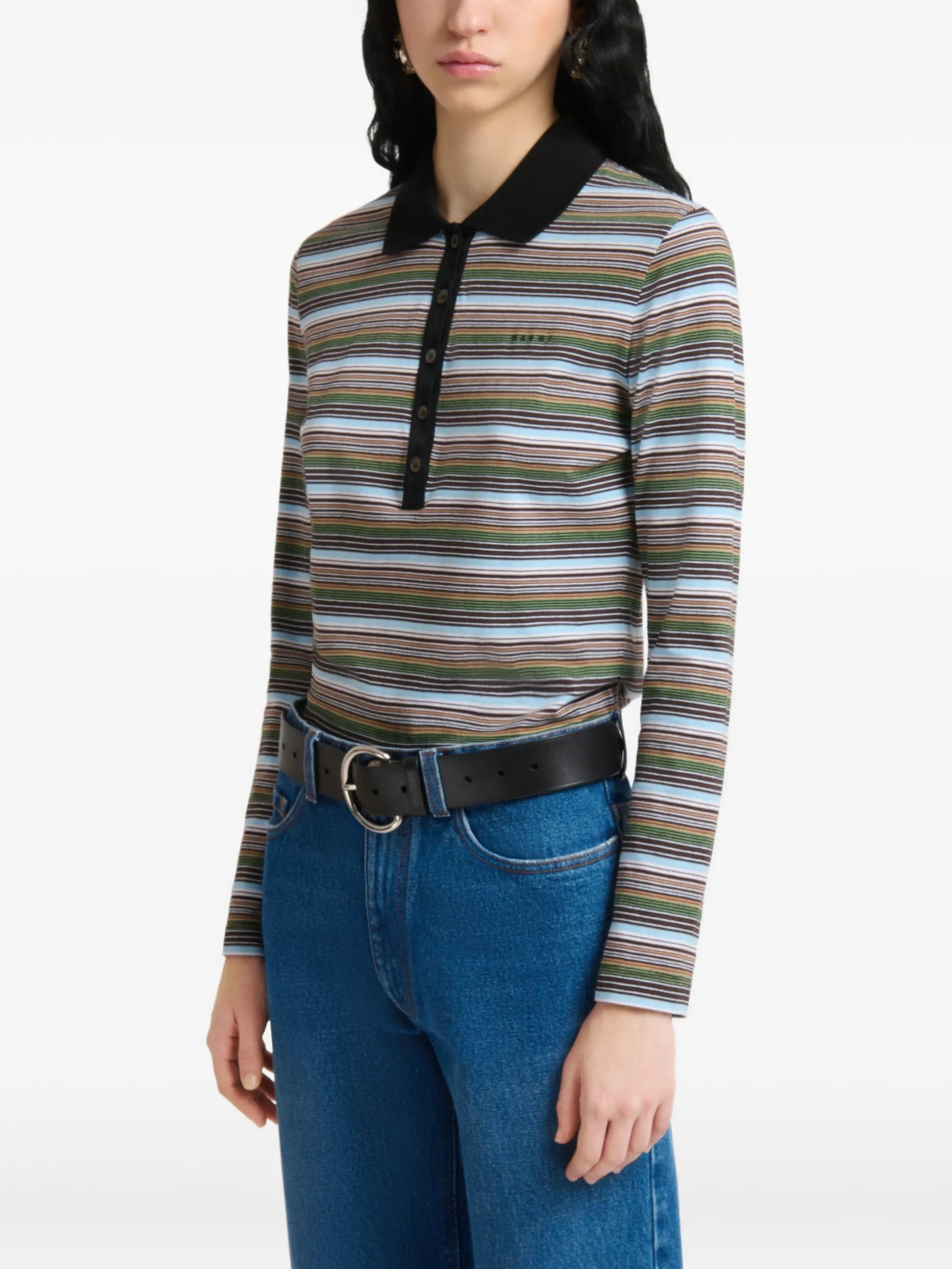 Marni multicolour striped jersey polo shirt