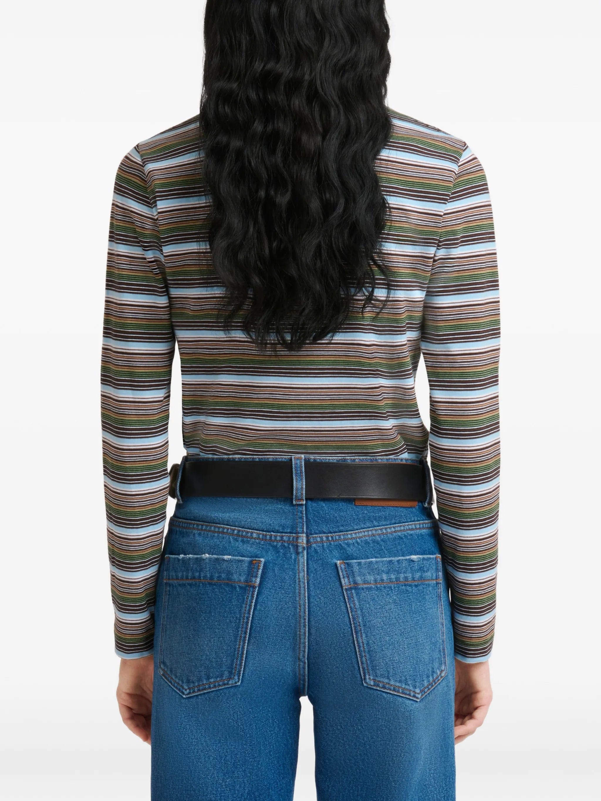 Marni multicolour striped jersey polo shirt