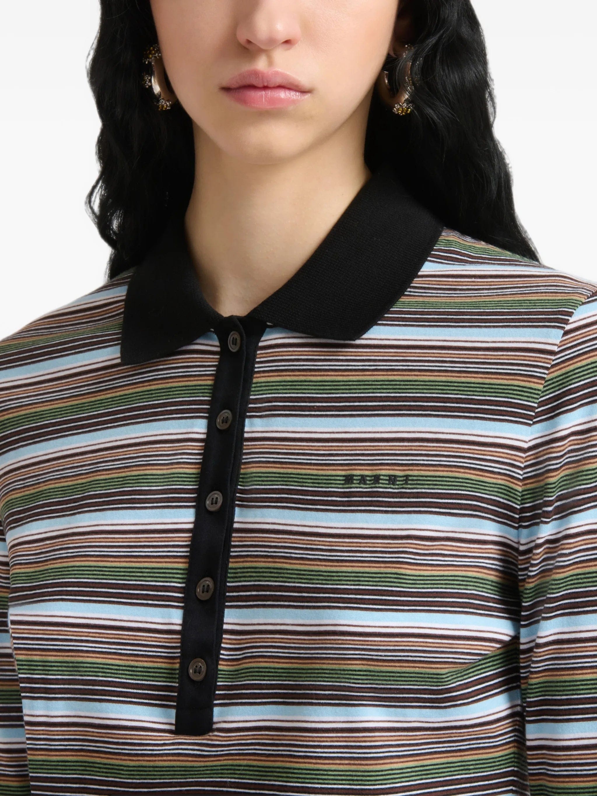 Marni multicolour striped jersey polo shirt