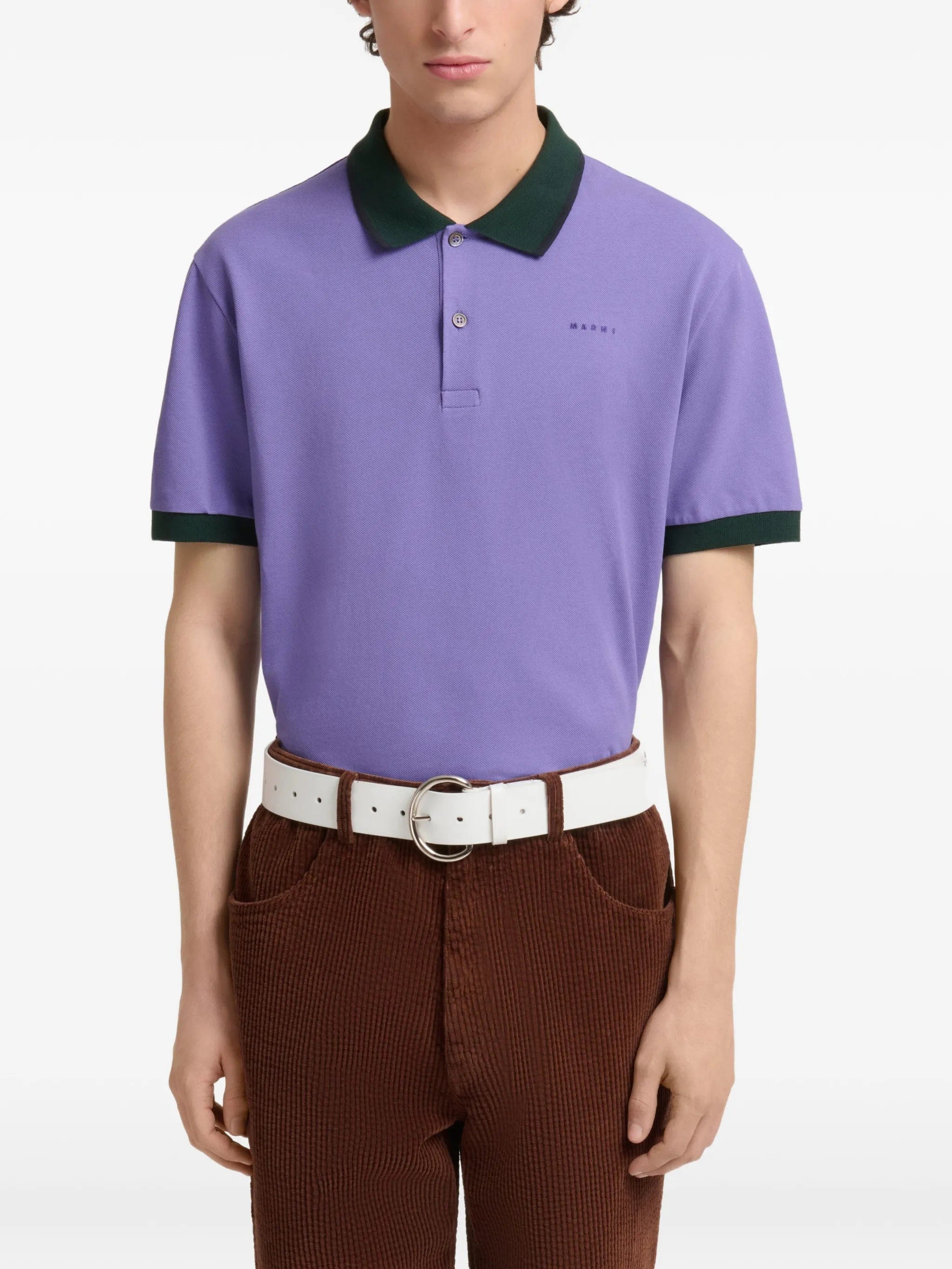 Marni purple piqué polo shirt with contrast trims