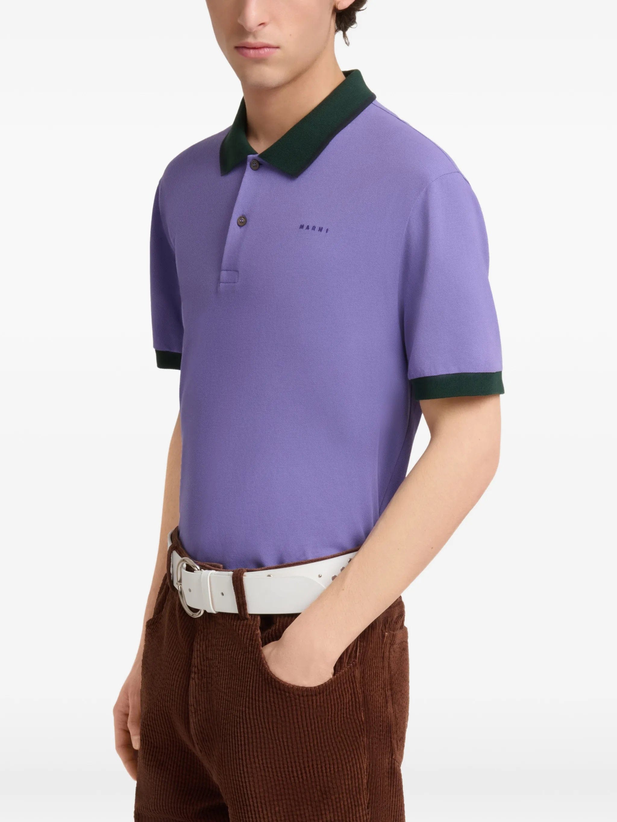 Marni purple piqué polo shirt with contrast trims