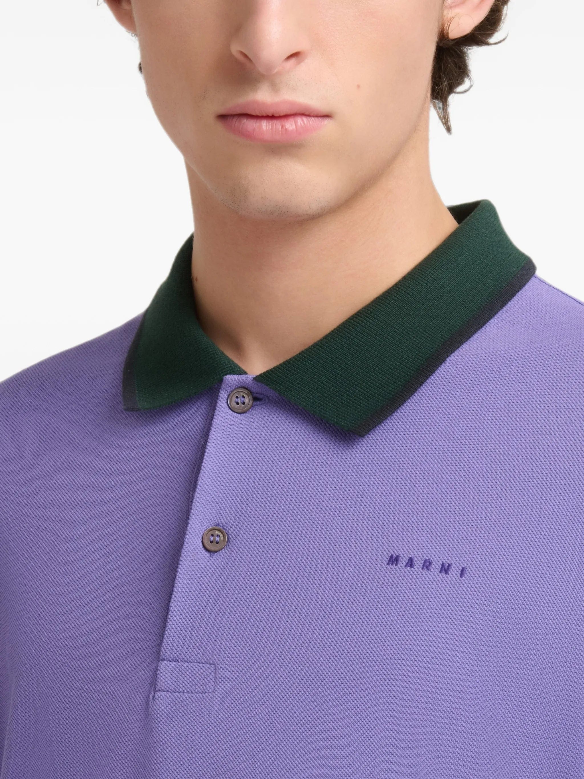 Marni purple piqué polo shirt with contrast trims
