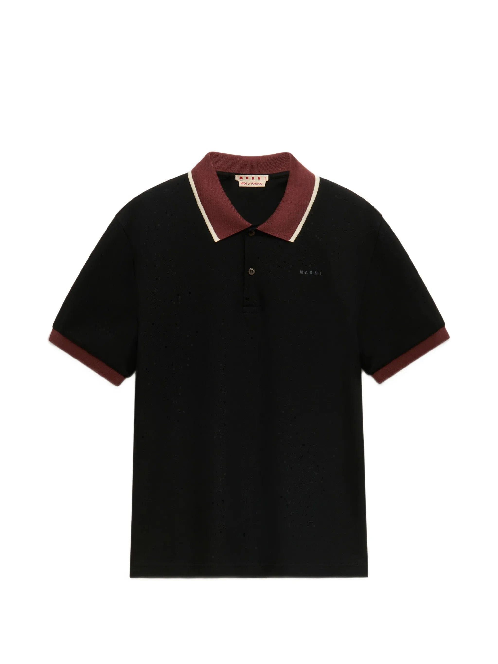 Marni black piqué polo shirt with contrast trims