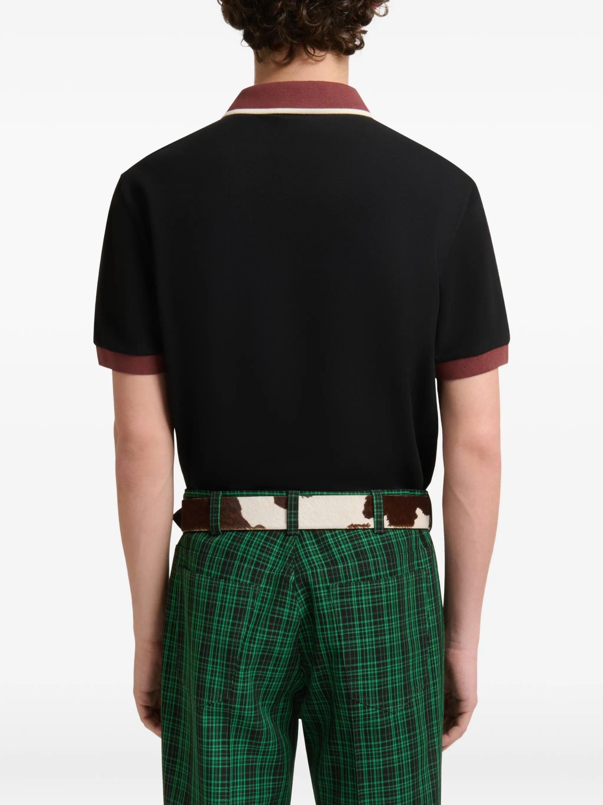 Marni black piqué polo shirt with contrast trims