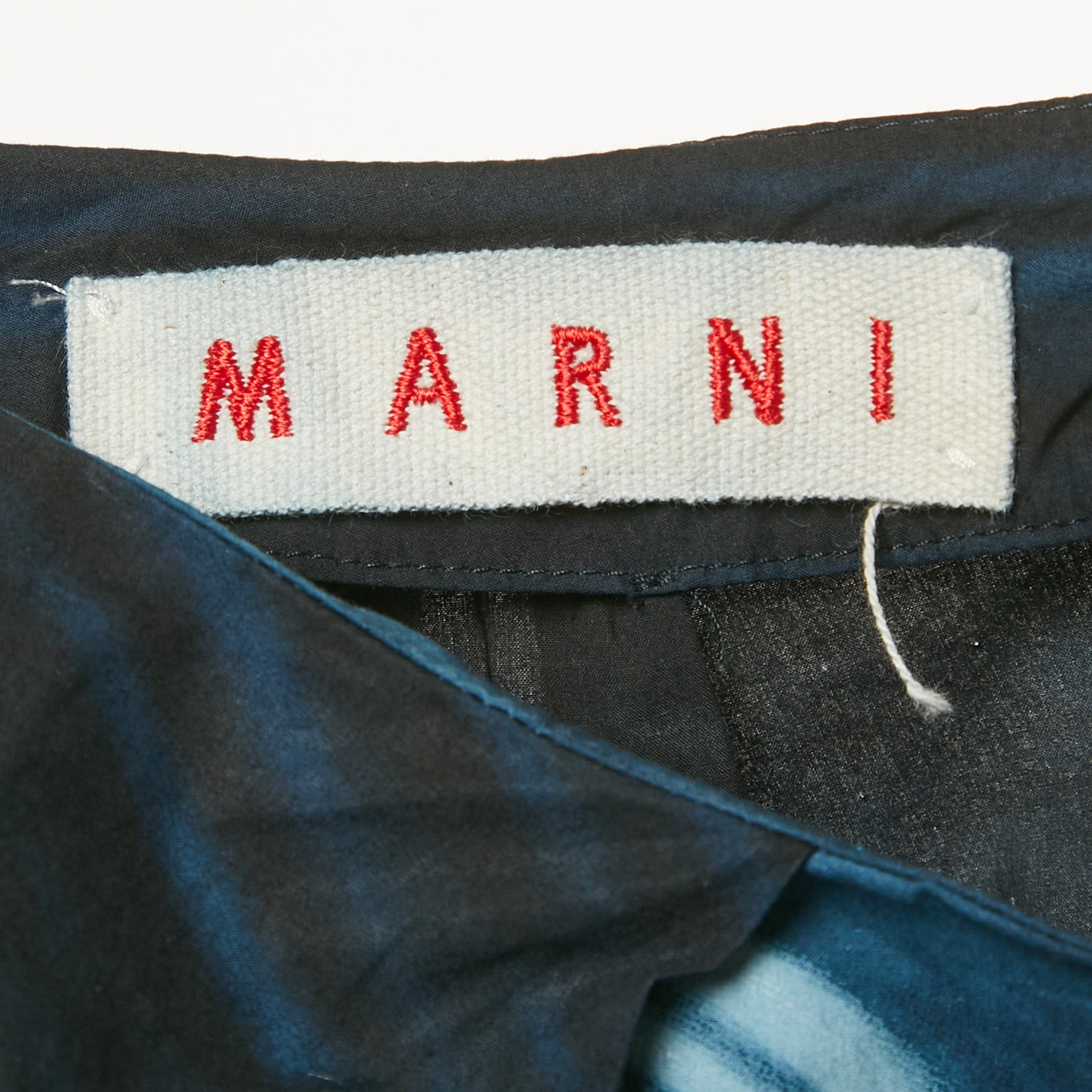 Marni Black/blue Printed Cotton Pencil Skirt