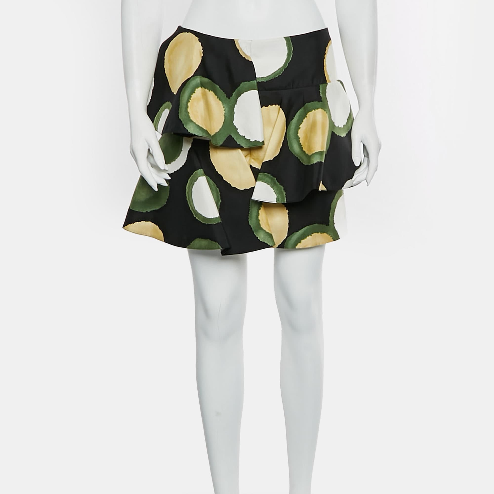 Marni Black Printed Cotton Mini Skirt