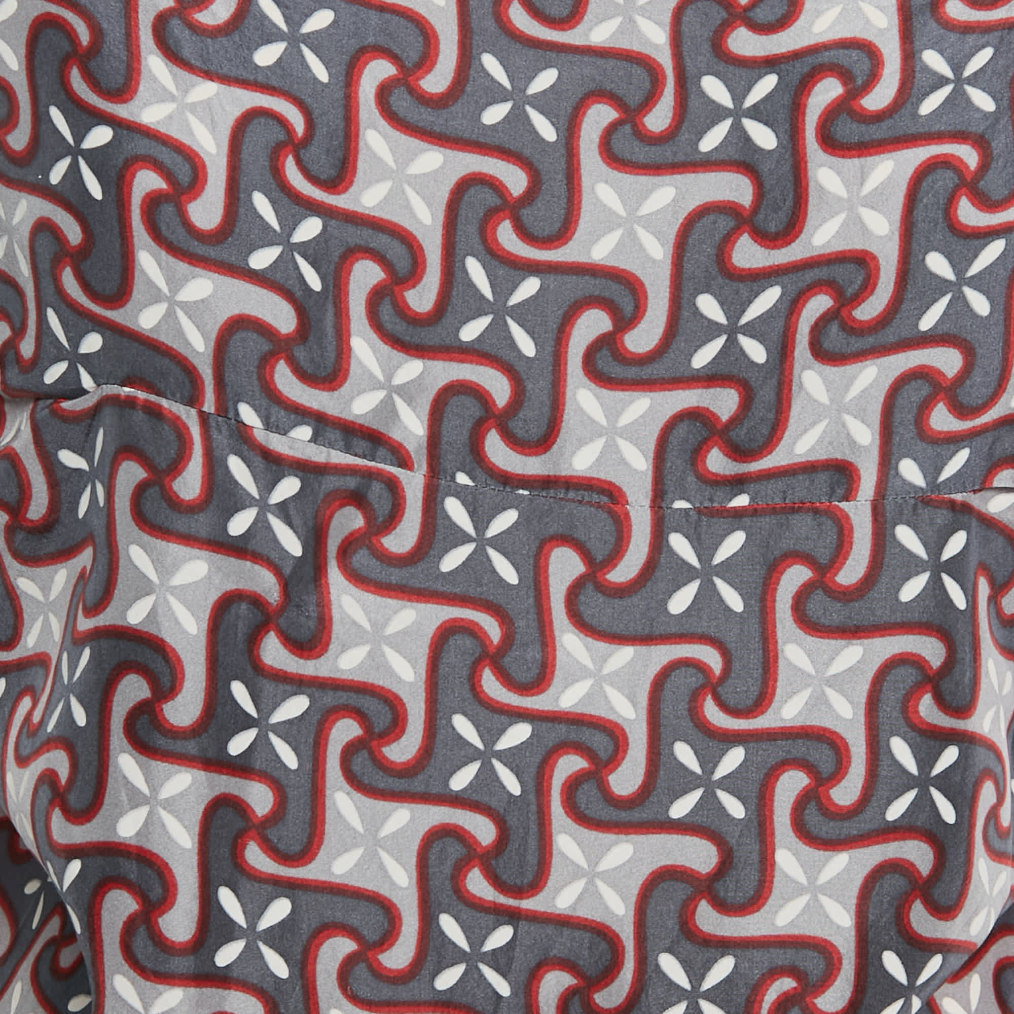 Marni Multicolour Geometric Print Silk Sleeveless Blouse