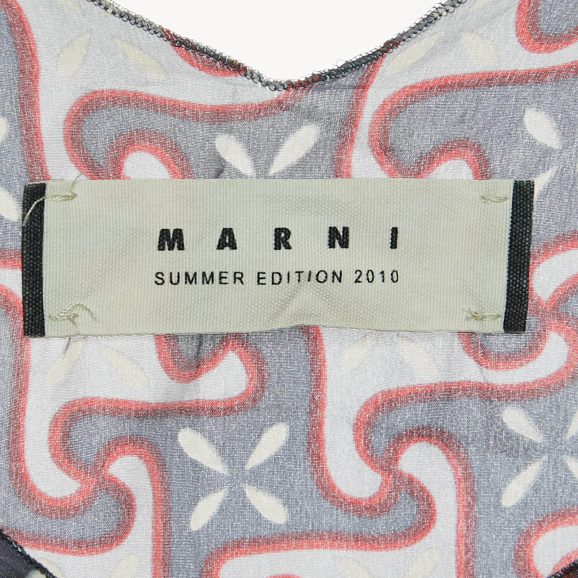 Marni Multicolour Geometric Print Silk Sleeveless Blouse
