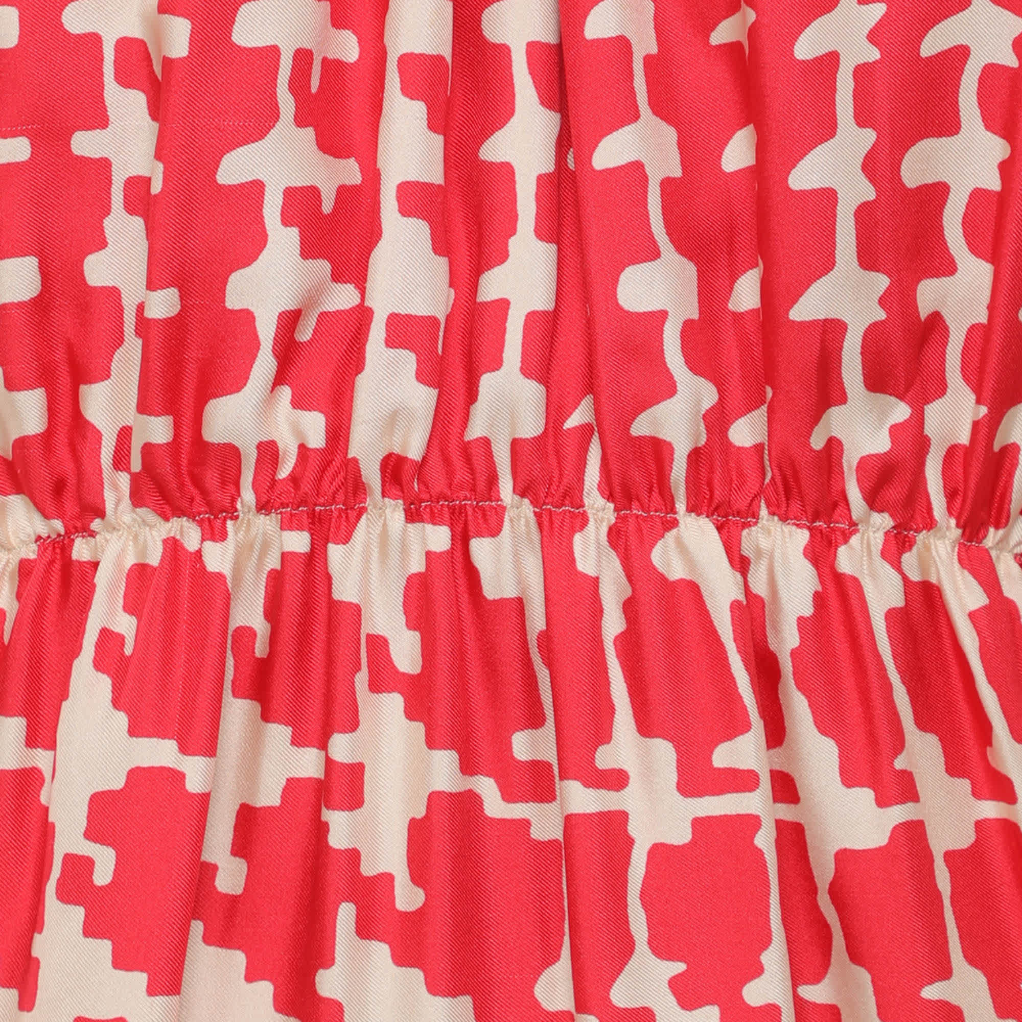 Marni Red/white Printed Satin Belted Midi Dress