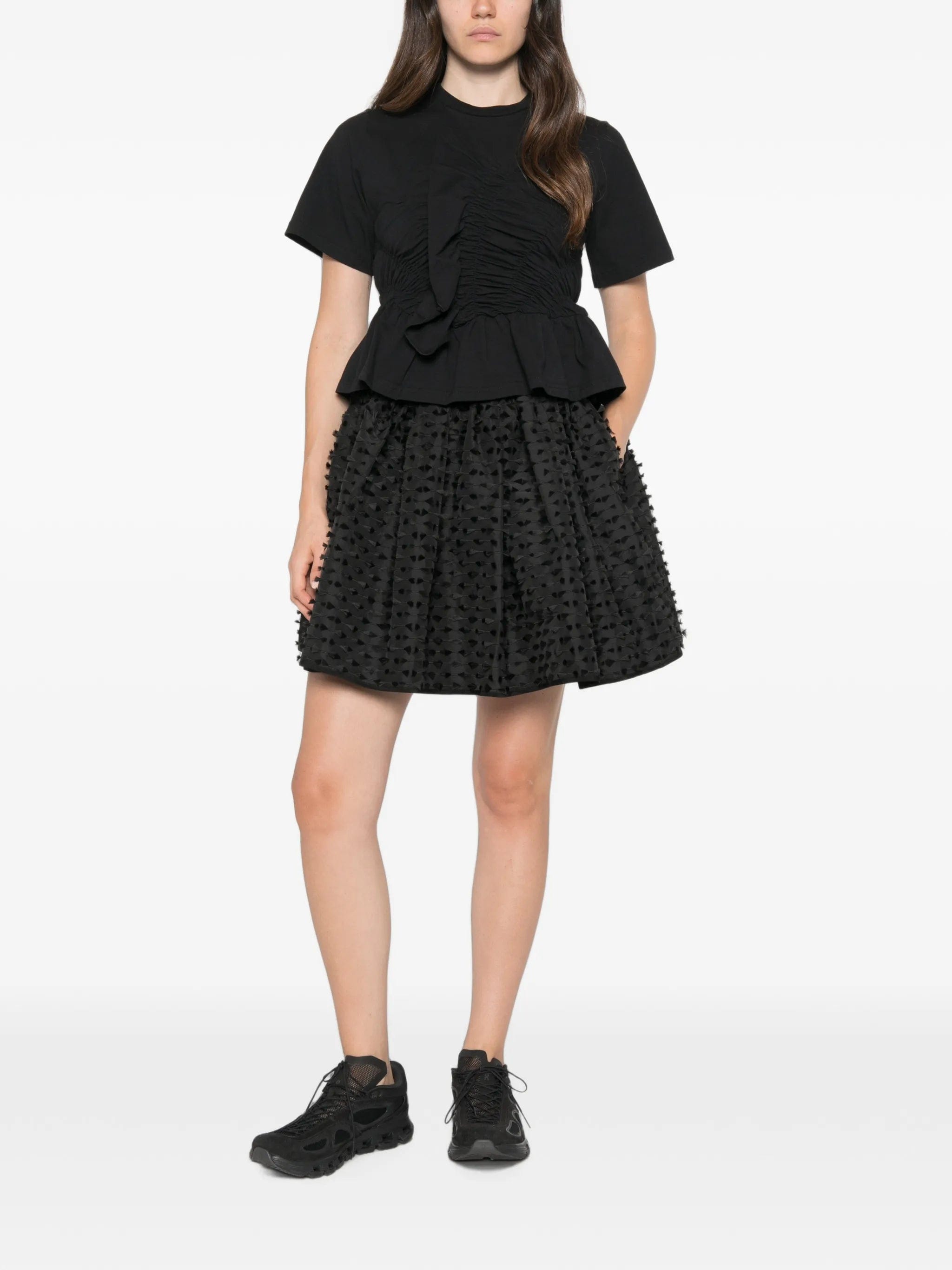 Cecilie Bahnsen Windflower - embroidered peplum T - shirt