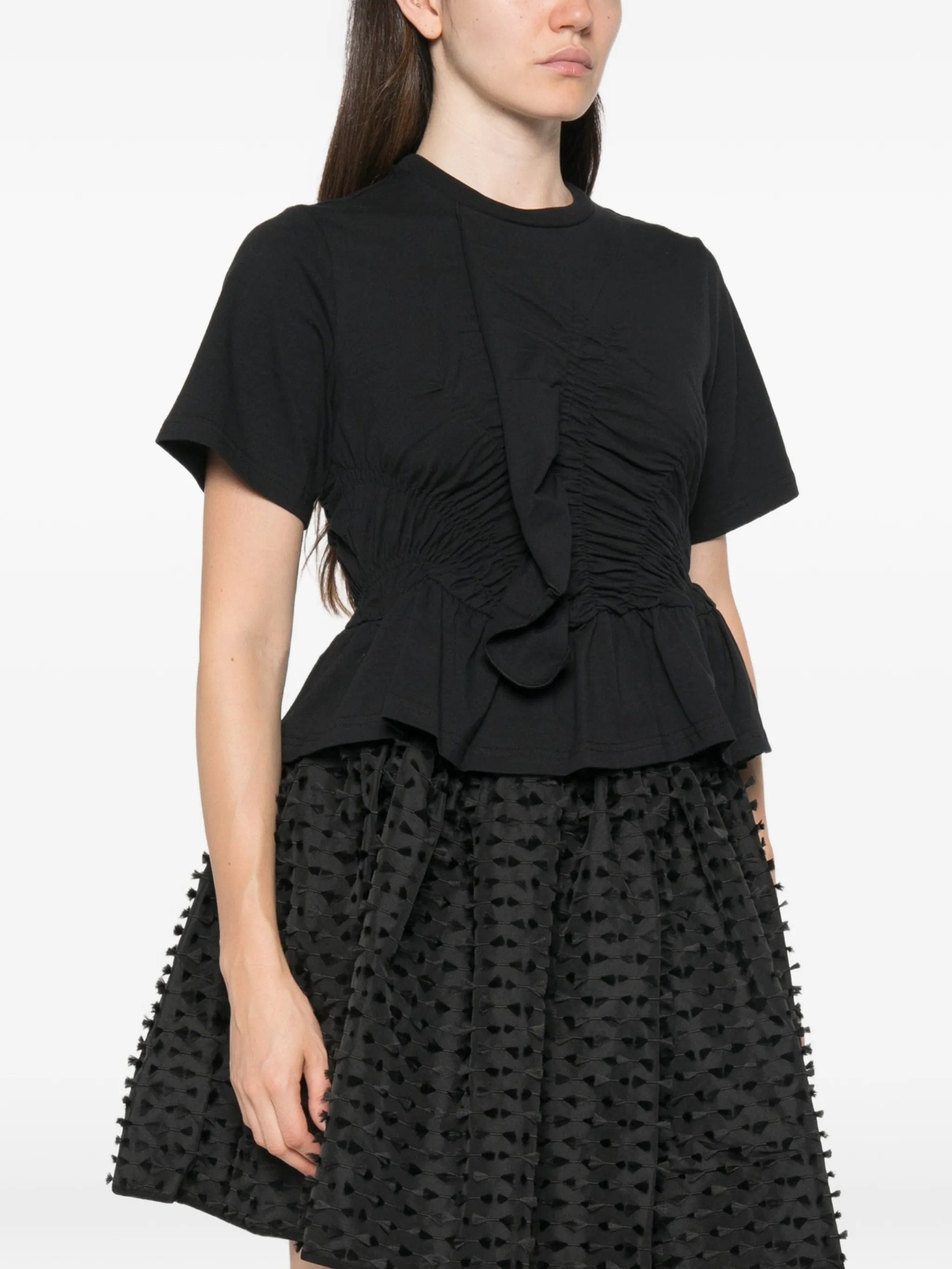 Cecilie Bahnsen Windflower - embroidered peplum T - shirt