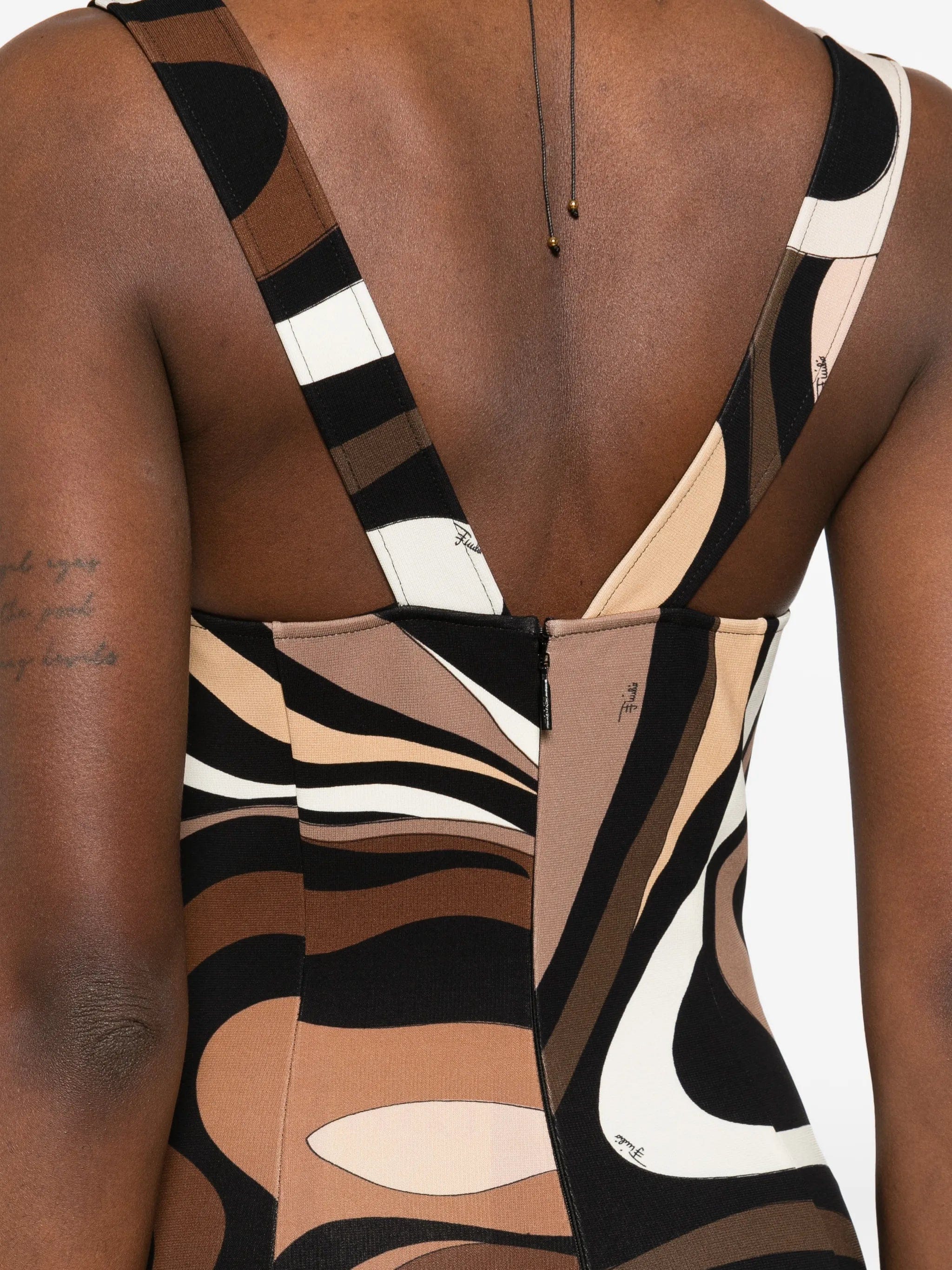 PUCCI square - neck marmo - print mini dress