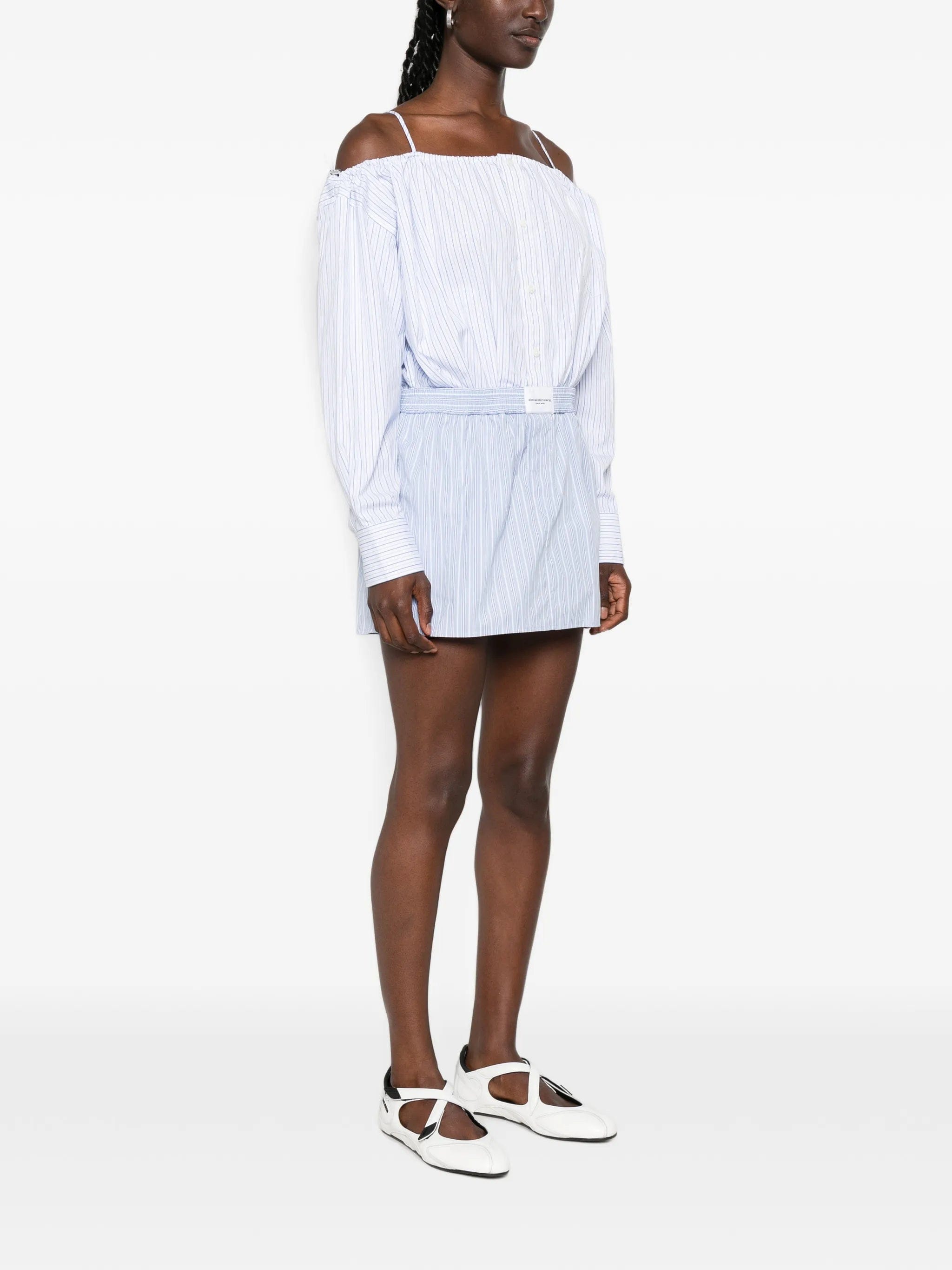 Alexander Wang striped off - shoulder mini dress