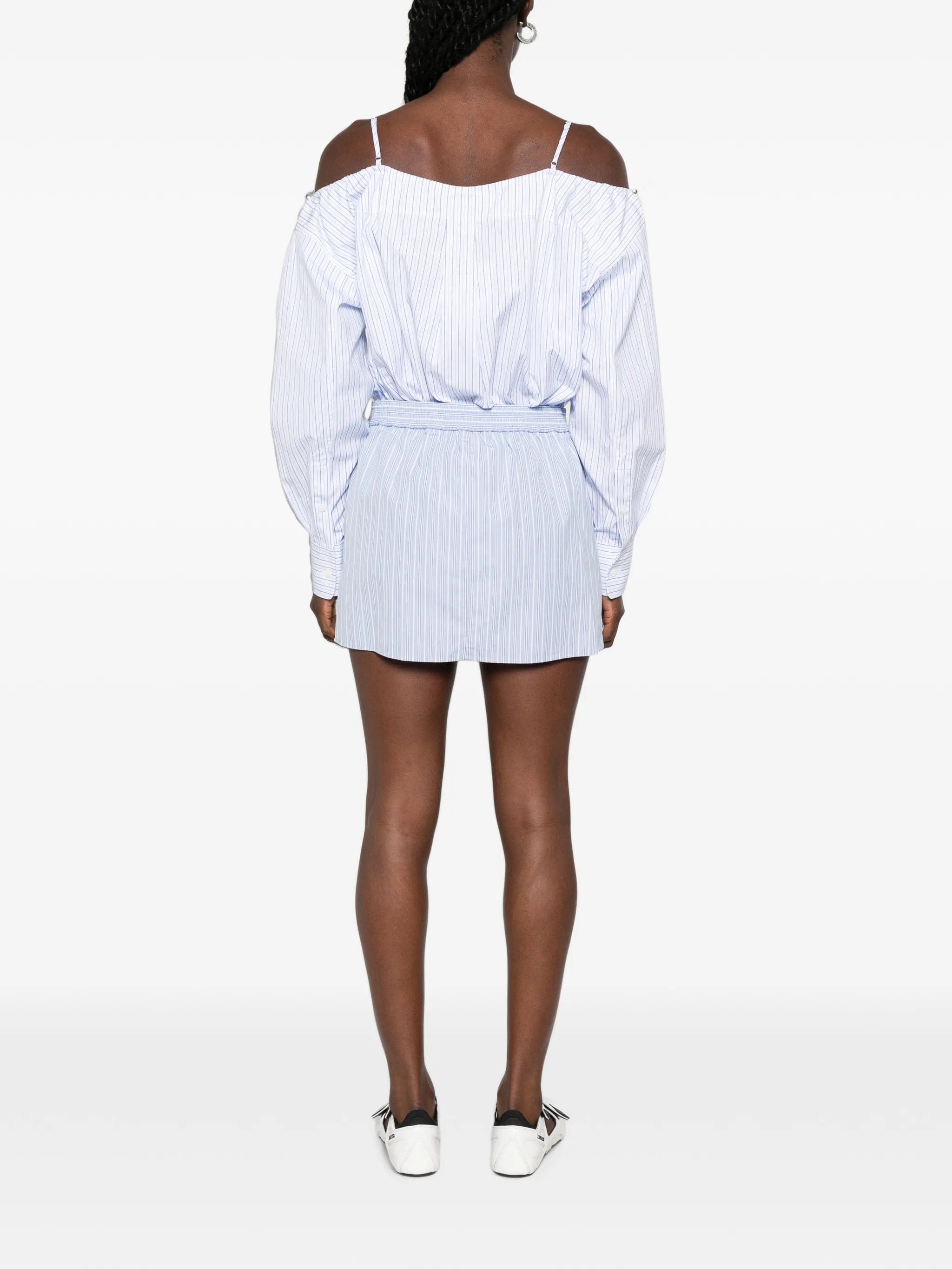 Alexander Wang striped off - shoulder mini dress