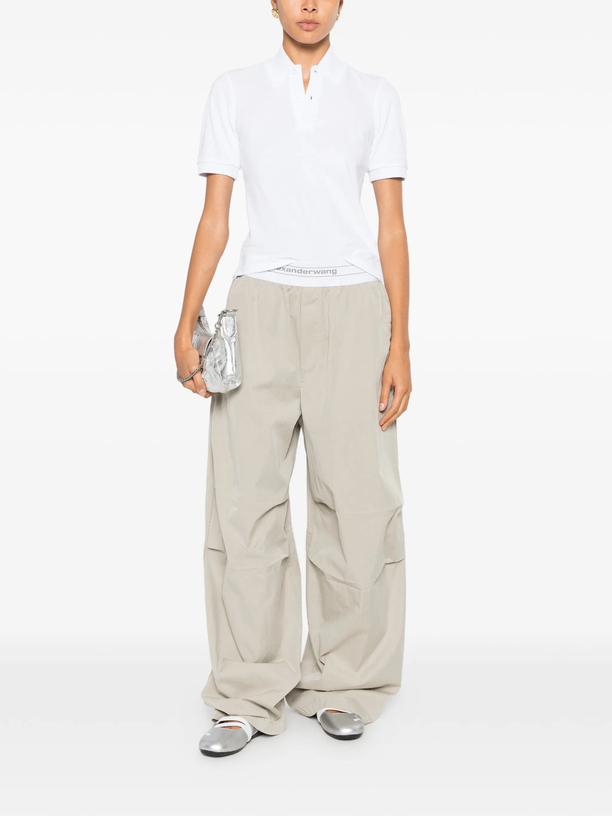 Alexander Wang logo - elastic pleated - knee trousers