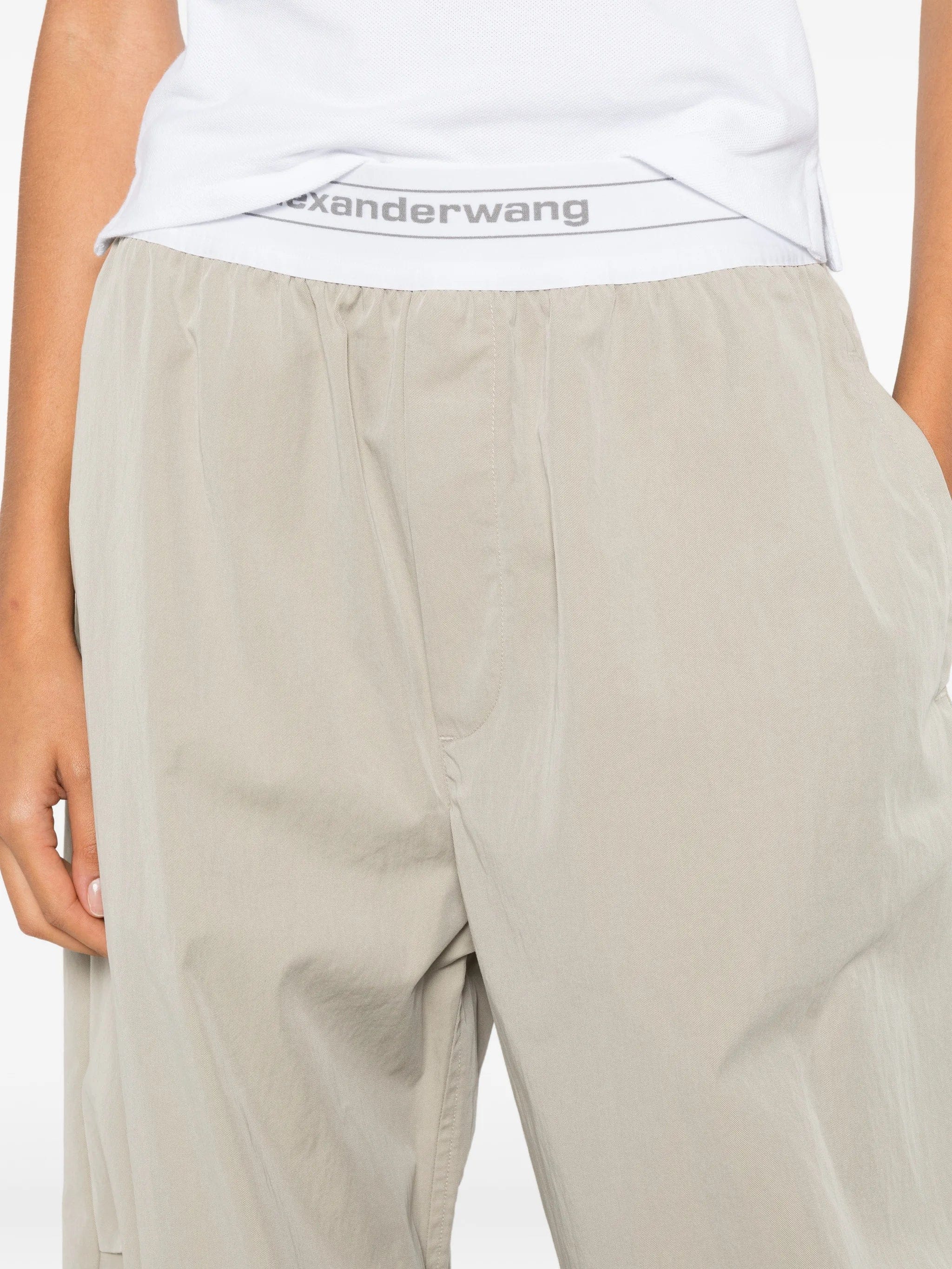 Alexander Wang logo - elastic pleated - knee trousers