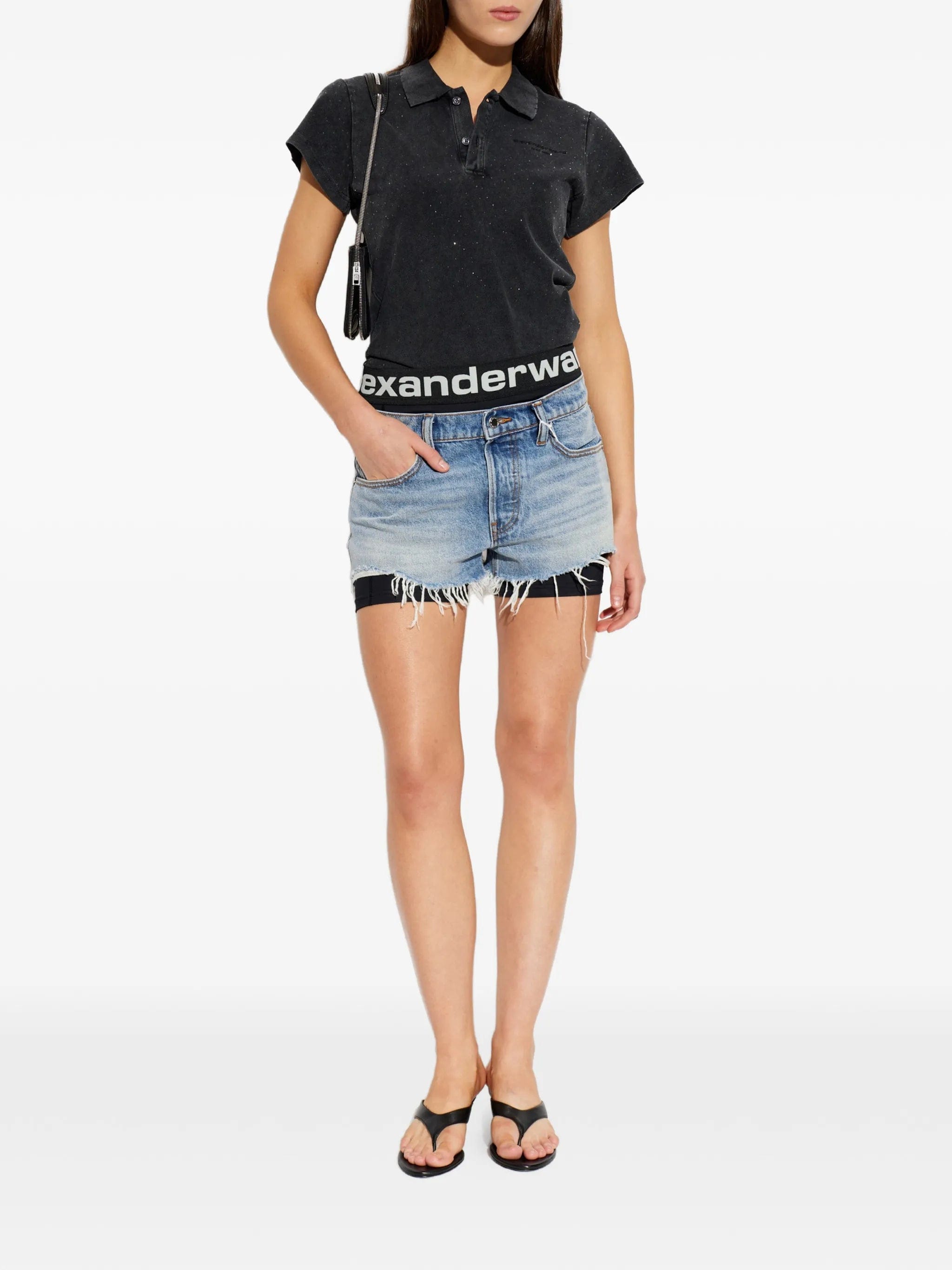 Alexander Wang crystal - embellished polo shirt