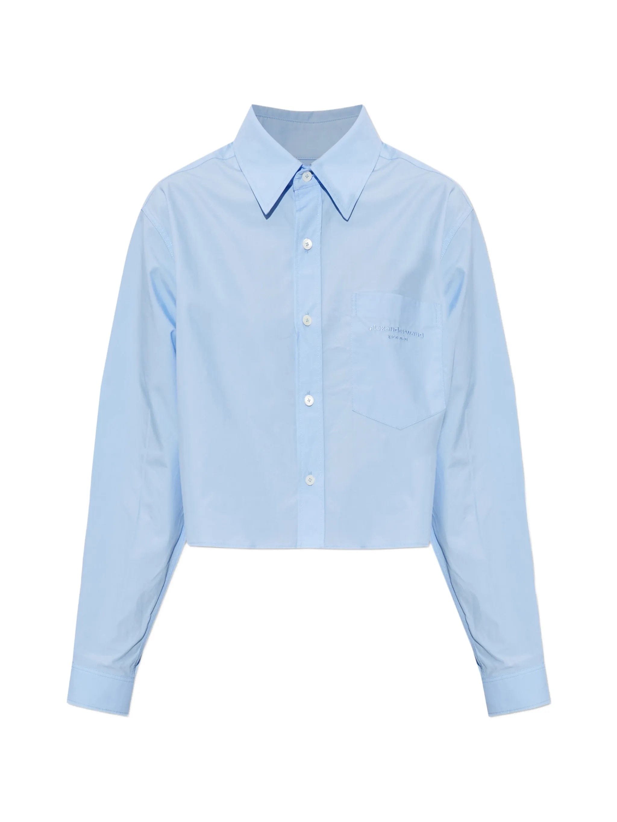 Alexander Wang logo - embroidered cotton cropped shirt